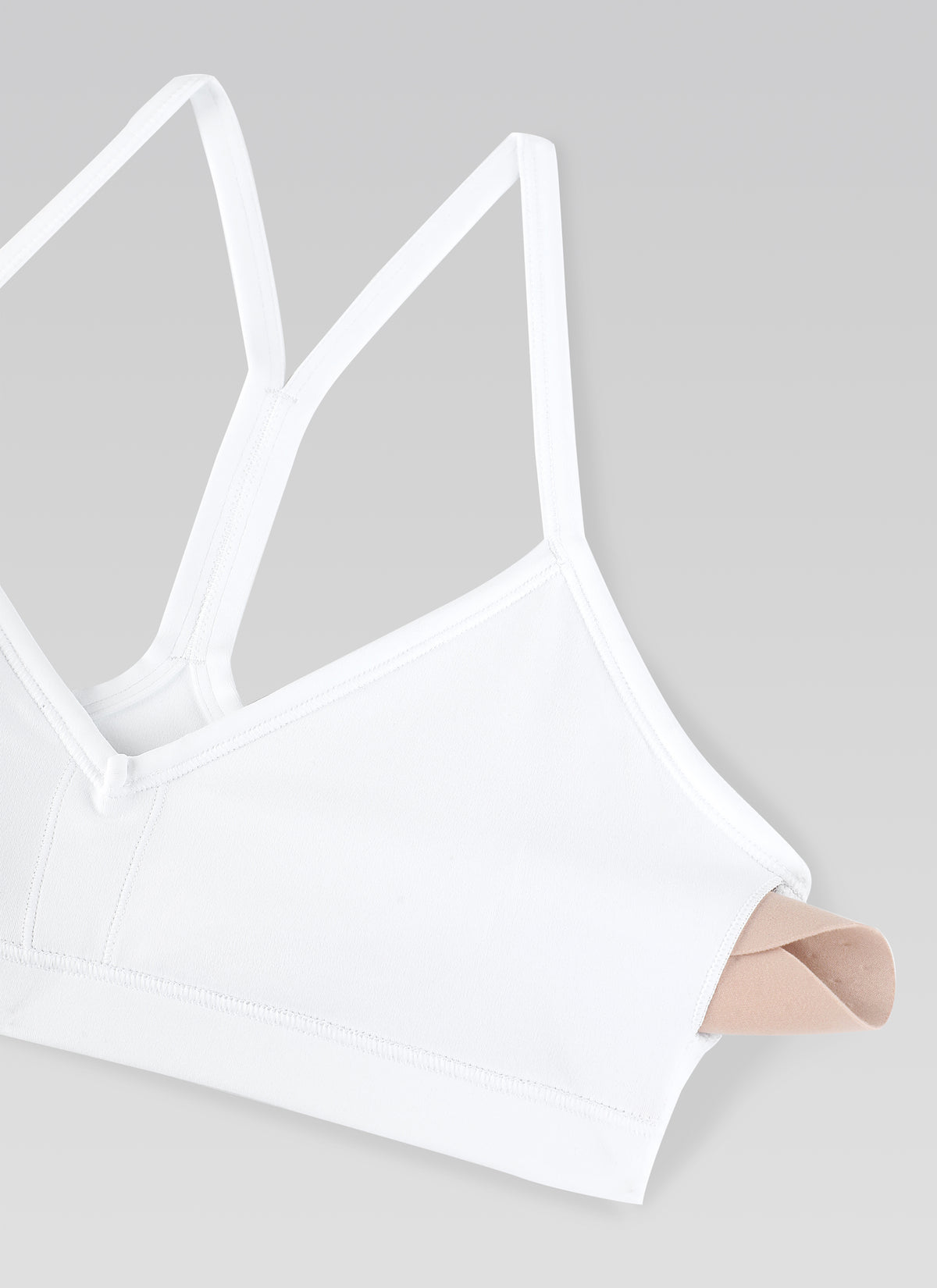 CRZ YOGA Butterluxe Womens Ruched V Neck Yoga Padded Sports Bra White @model_info:NEW