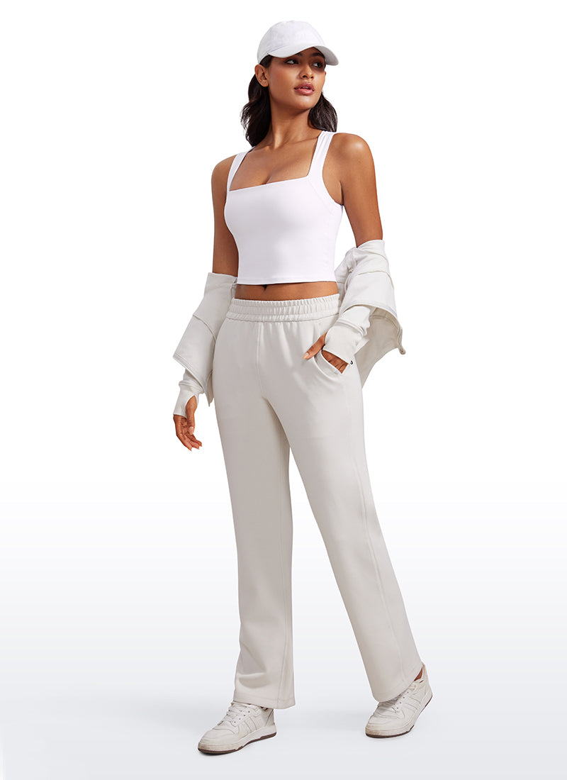 CRZ YOGA Butterluxe Women Longline Square Neck Sport Built in Bra Tank White @model_info:Lais