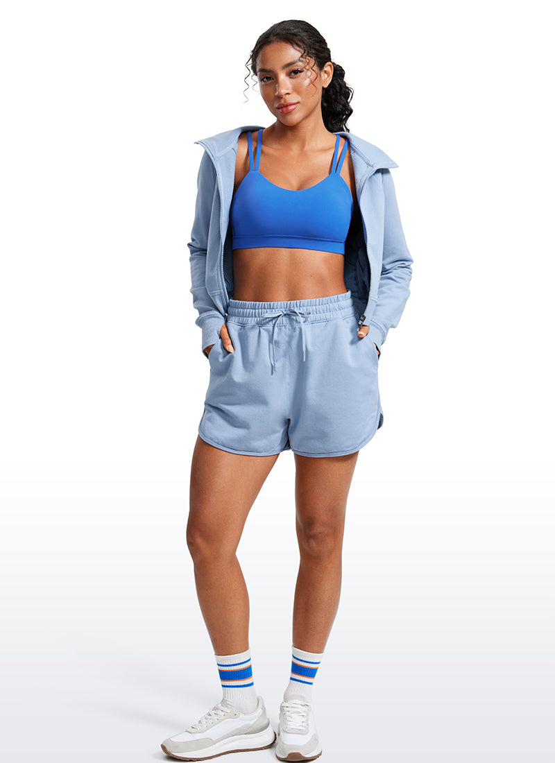CRZ YOGA Women's Yoga Molded Cup Butterluxe Strappy Bra V Neck Sparkle Blue @model_info:Crystal