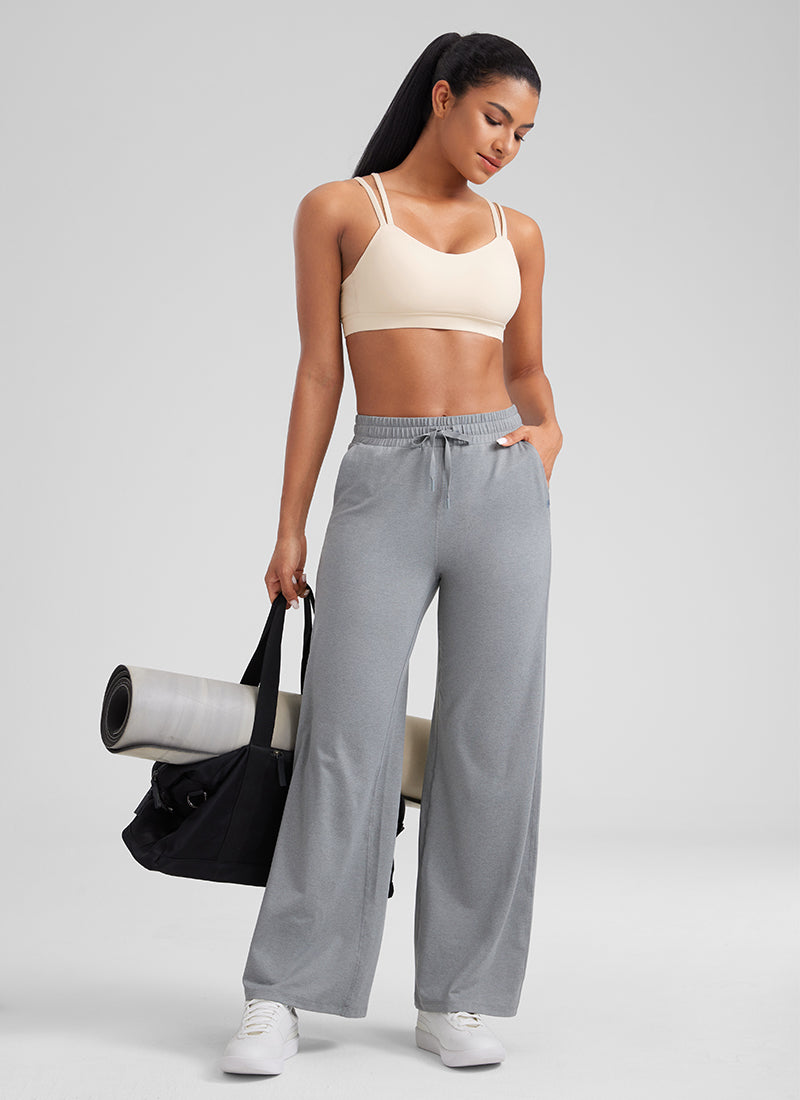 CRZ YOGA Women's Yoga Molded Cup Butterluxe Strappy Bra V Neck White Apricot @model_info:Amanda