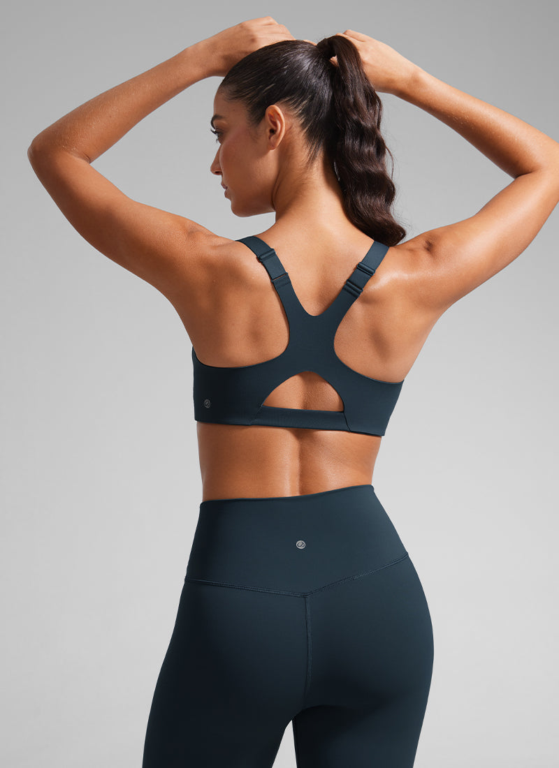 بلوزة رياضية نسائية من CRZ YOGA Butterlift بياقة دائرية وأشرطة قابلة للتعديل كحلي حقيقي