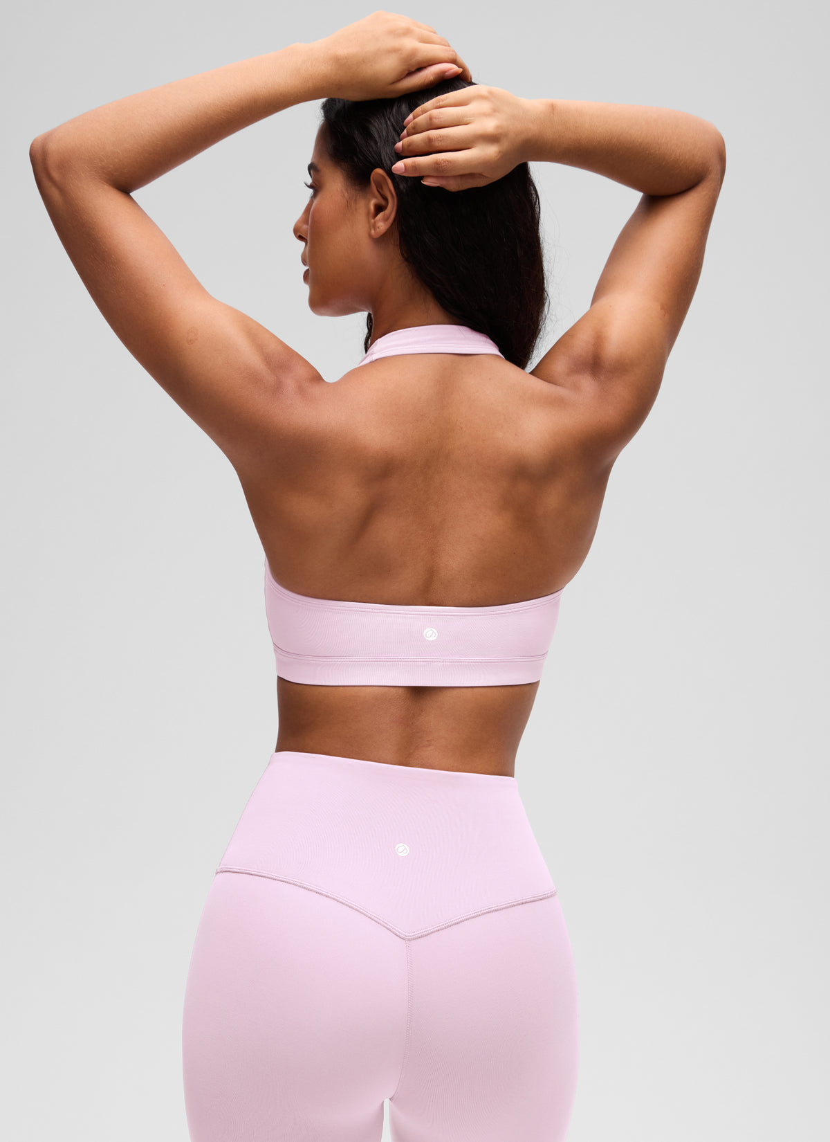 CRZ YOGA Womens Yoga Scoop Neck Padded Open Back Sports Bras Pink Organza @model_info:C