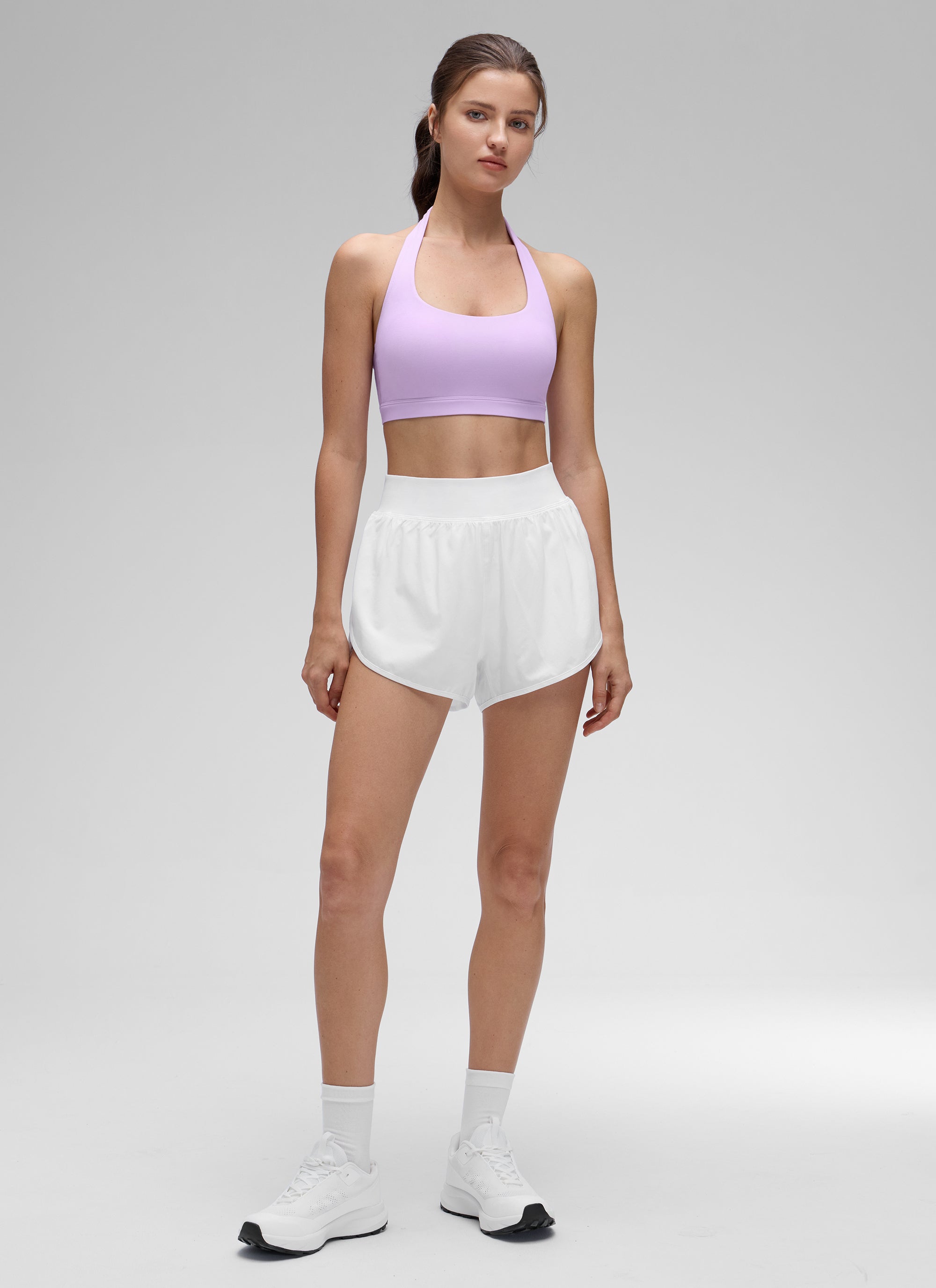CRZ YOGA Womens Yoga Scoop Neck Padded Open Back Sports Bras Elfin Purple @model_info:Kerr