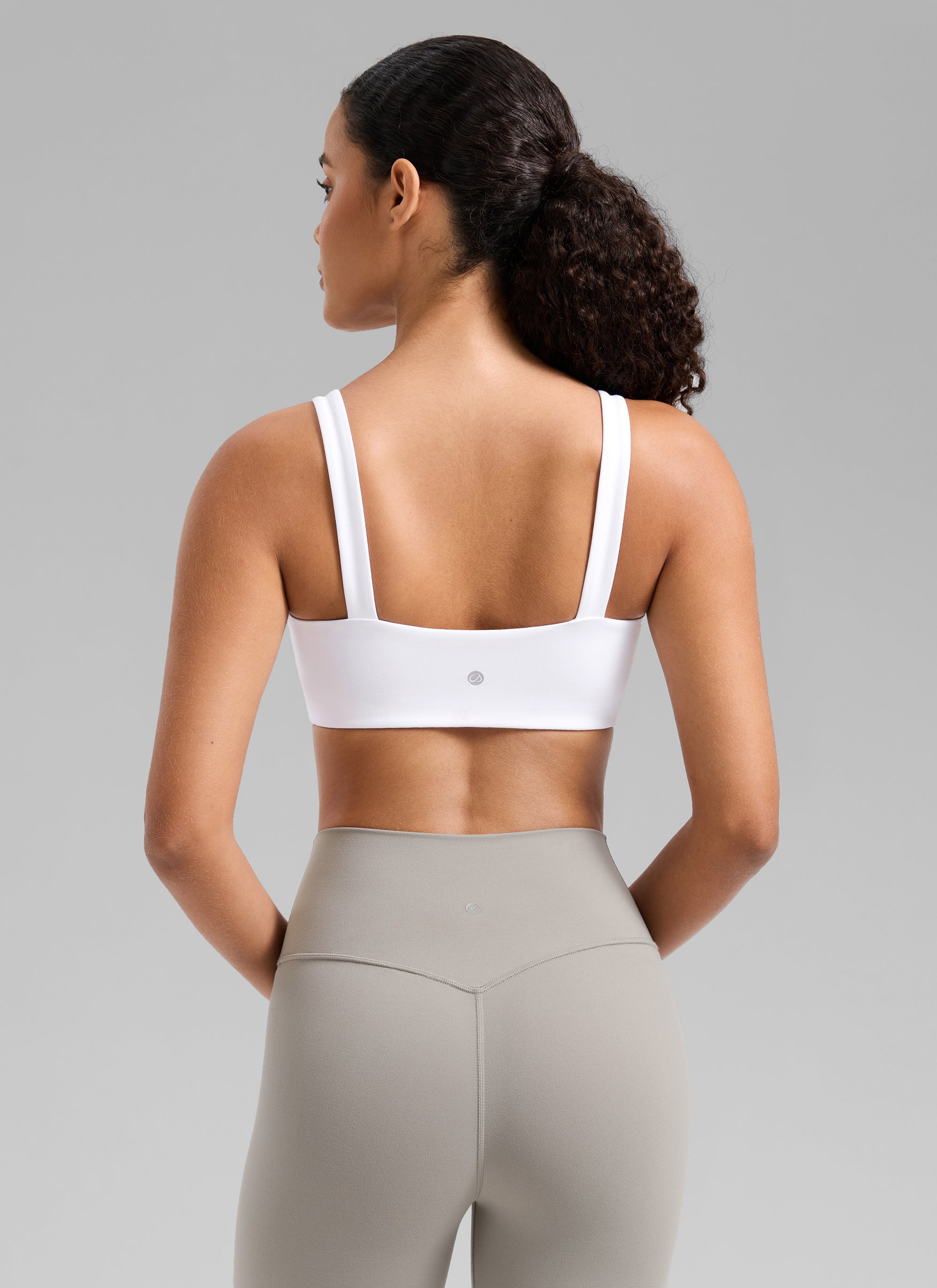CRZ YOGA Women's Butterlift Workout Square Neck Built in Sports Bra White @model_info:Gabi