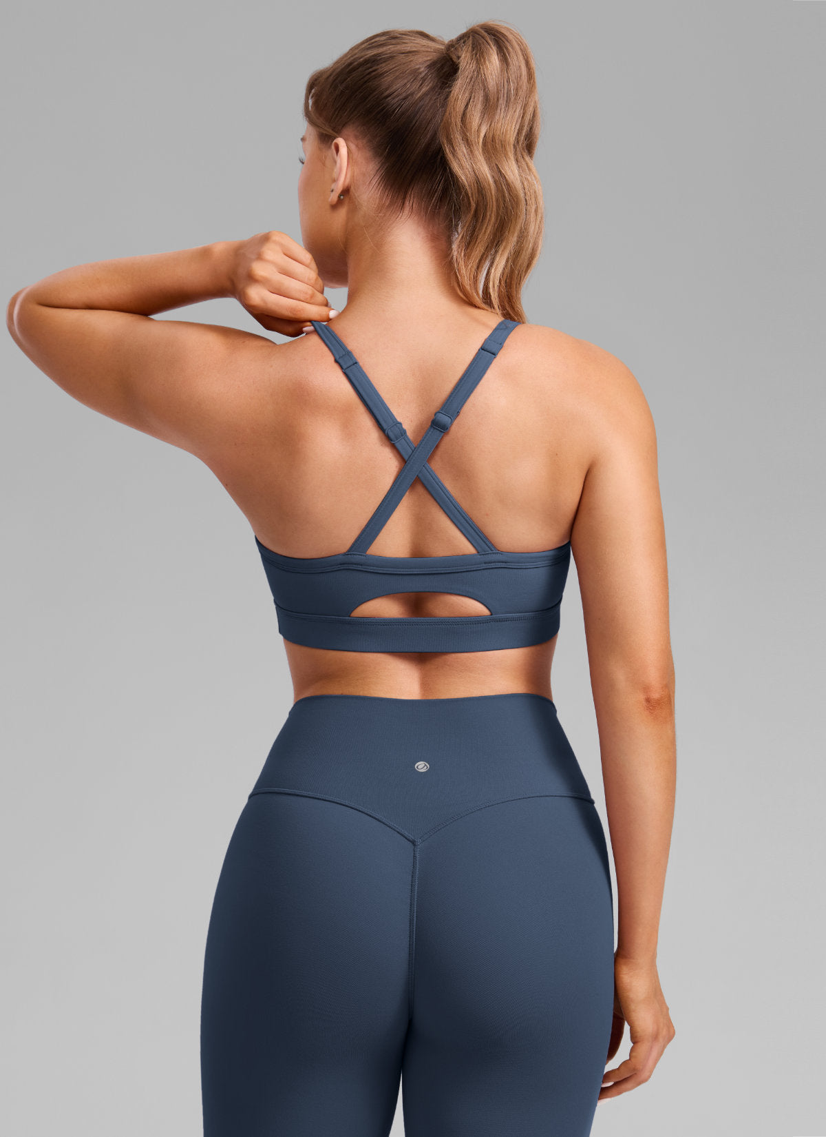 حمالة صدر رياضية CRZ YOGA نسائية Butterlift لليوغا برقبة على شكل حرف U وظهر متقاطع بفتحة مفتاح Stelindigo