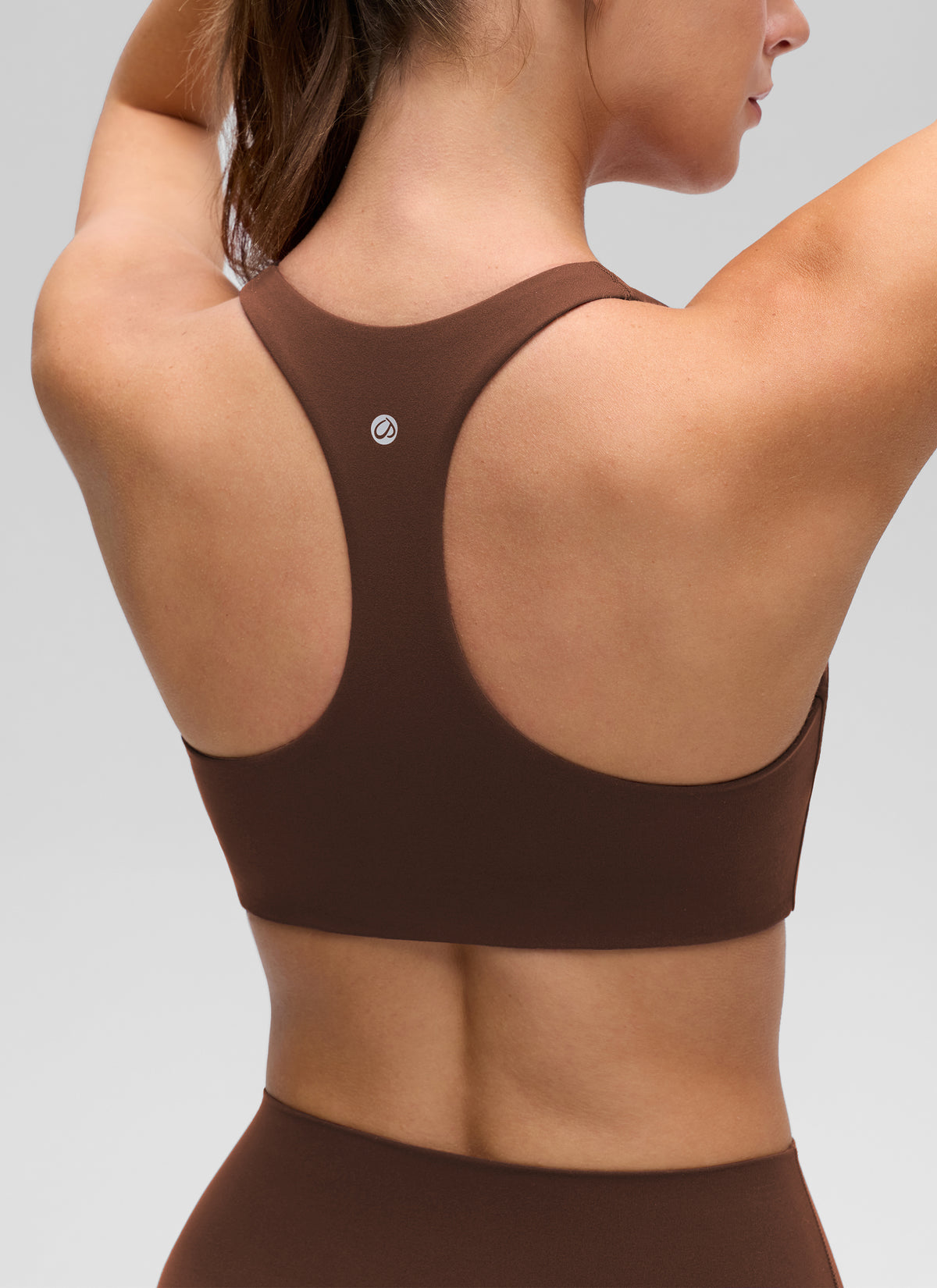 CRZ YOGA Women's Butterluxe Yoga V Neck RacerBack Build in Sports Bra Lava Brown @model_info:Gelya
