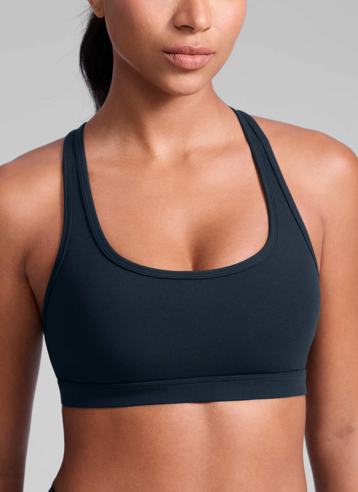 CRZ YOGA Women's Butterlift Yoga U Neck Racerback Keyhole Sports Bra True Navy