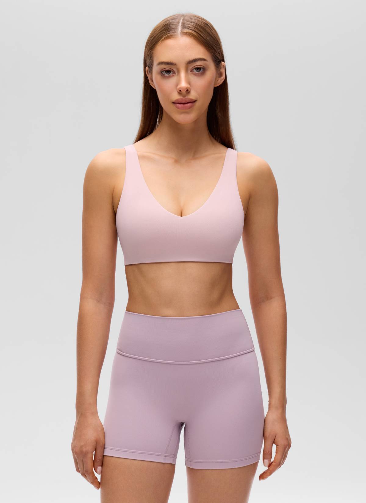 CRZ YOGA Women's Butterluxe Yoga U Back Sports Bra Light Support Pink Haze @model_info:Lary