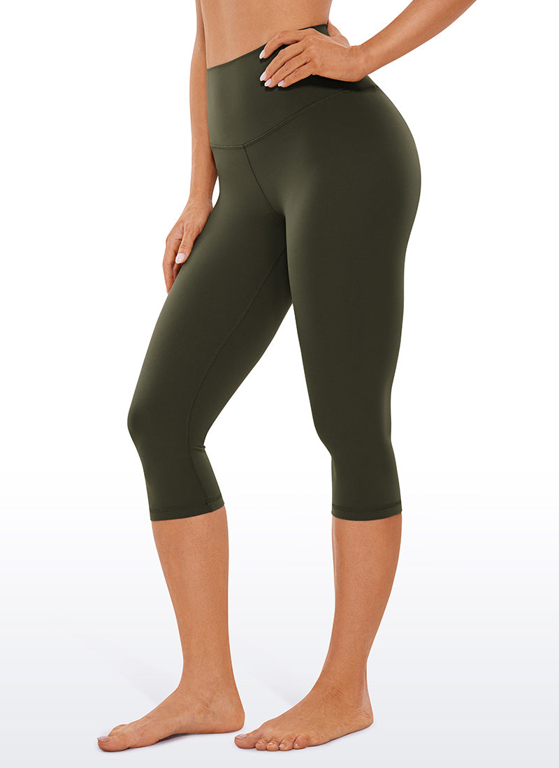 CRZ YOGA - بنطال يوغا نسائي فضفاض بخصر مرتفع من قماش Butterluxe مقاس 17 بوصة، لون أخضر زيتوني