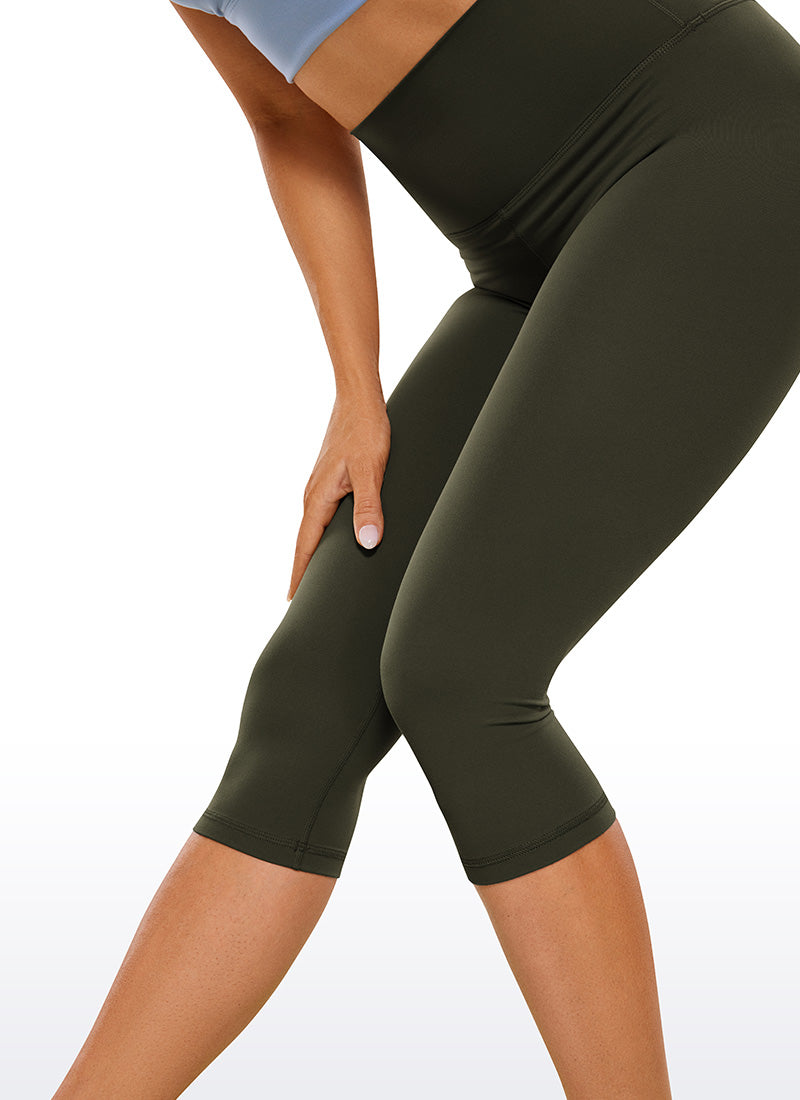 CRZ YOGA - بنطال يوغا نسائي فضفاض بخصر مرتفع من قماش Butterluxe مقاس 17 بوصة، لون أخضر زيتوني