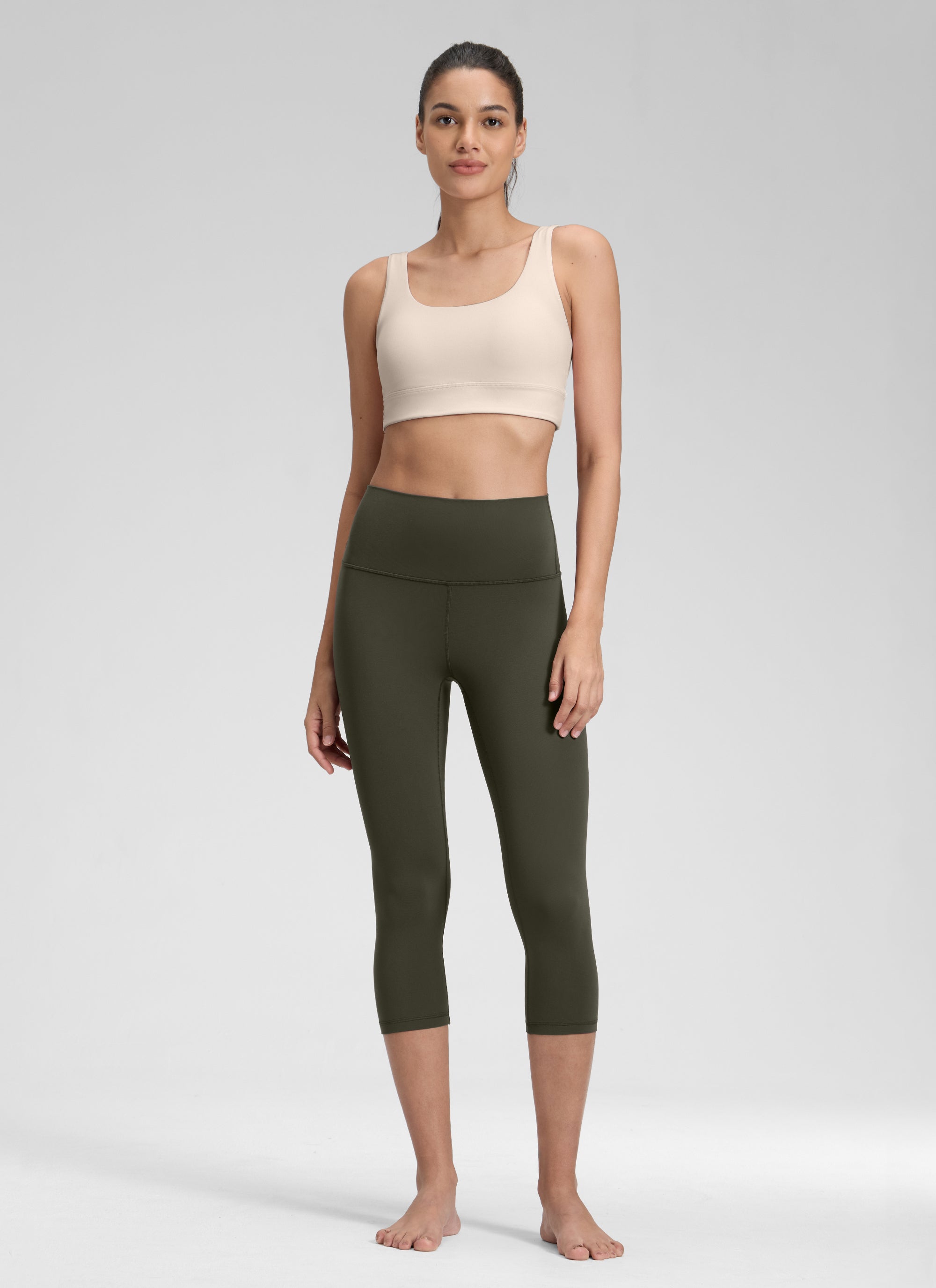 CRZ YOGA ليقنز يوغا Butterluxe نسائي بخصر مرتفع لليوغا والاسترخاء 48 سم أخضر زيتي