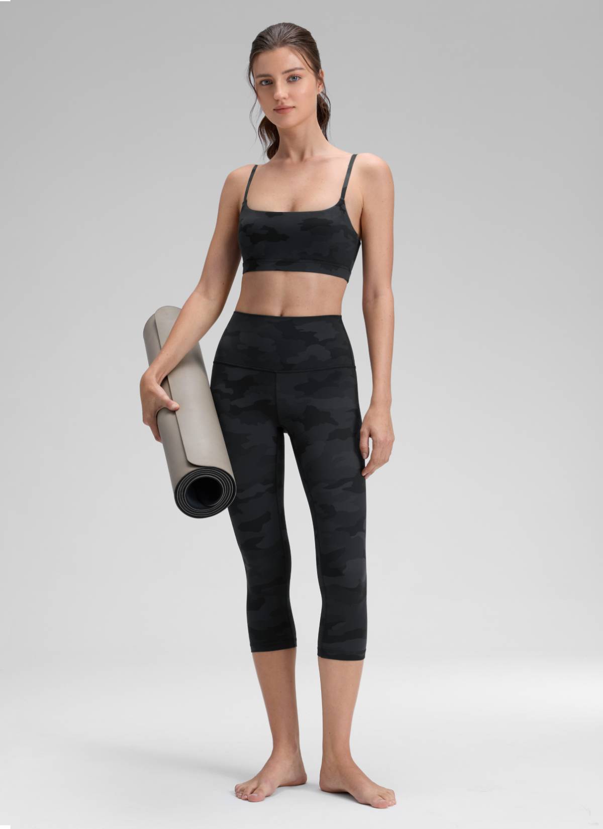 CRZ YOGA ليقنز يوغا Butterluxe نسائي بخصر مرتفع لليوغا والاسترخاء 48 سم رمادي داكن مموه 2