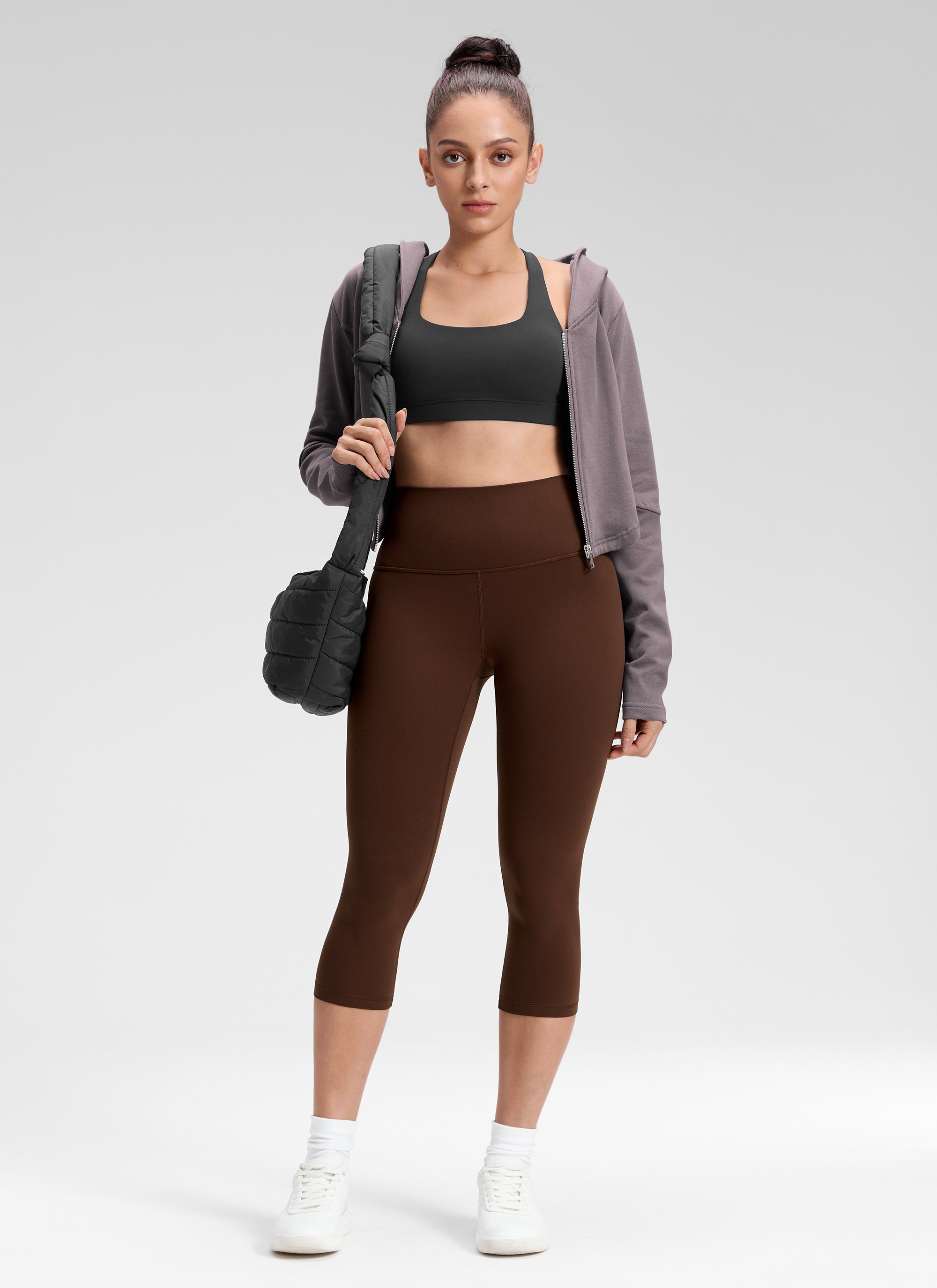 ليقنز يوغا Butterluxe نسائي بخصر عالٍ من CRZ YOGA للاسترخاء واليوغا، 48 سم، بني حممي
