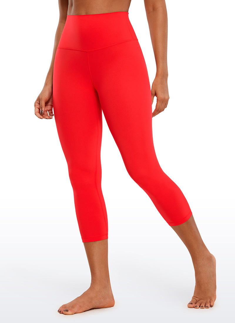 بنطلون ضيق للযোগا والاسترخاء بخصر عالي وبتصميم Butterluxe بطول 53 سم للنساء من CRZ YOGA، أحمر داكن