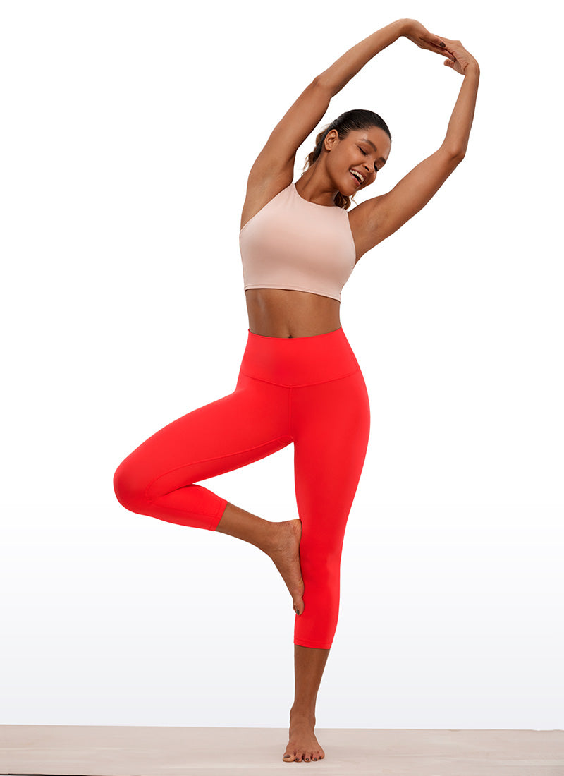 بنطلون ضيق للযোগا والاسترخاء بخصر عالي وبتصميم Butterluxe بطول 53 سم للنساء من CRZ YOGA، أحمر داكن