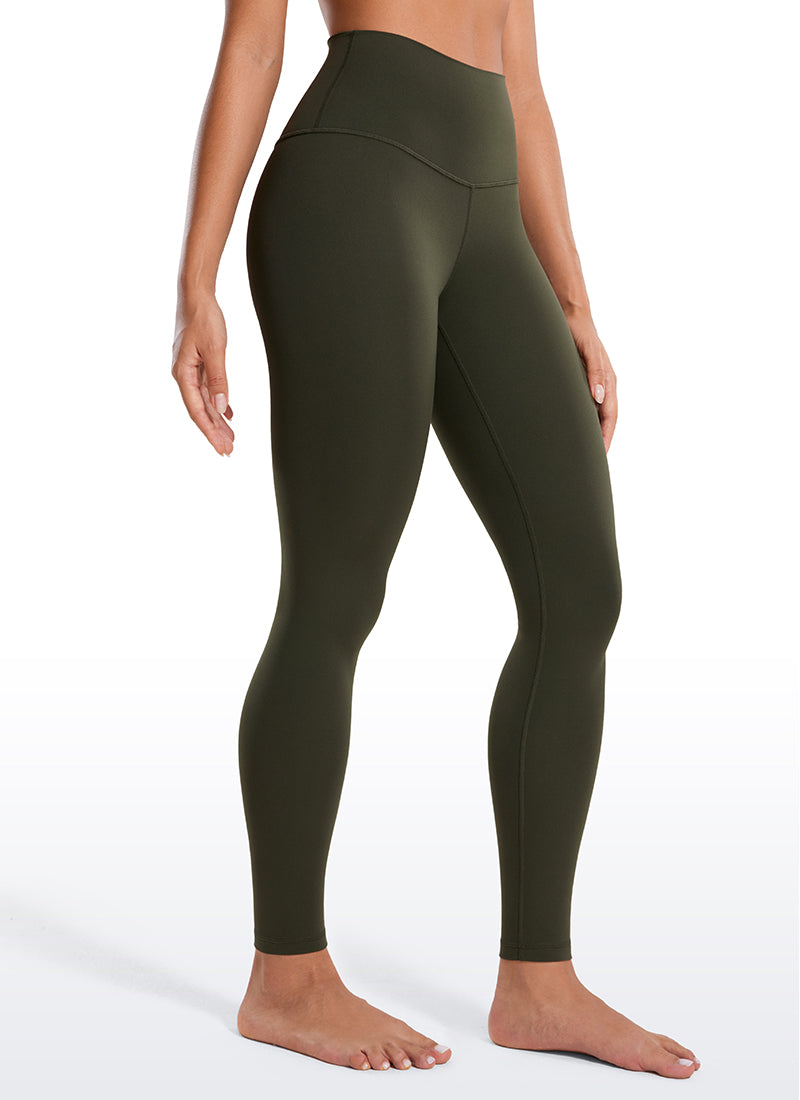 CRZ YOGA ليغينغز يوغا Butterluxe نسائي بخصر مرتفع للاسترخاء بطول 71 سم أخضر زيتي