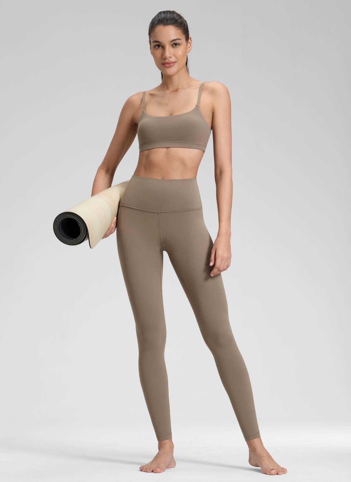 CRZ YOGA Women's Yoga Lounge High Rise Butterluxe Yoga Leggings 28'' Nomad Grey @model_info:Jenna