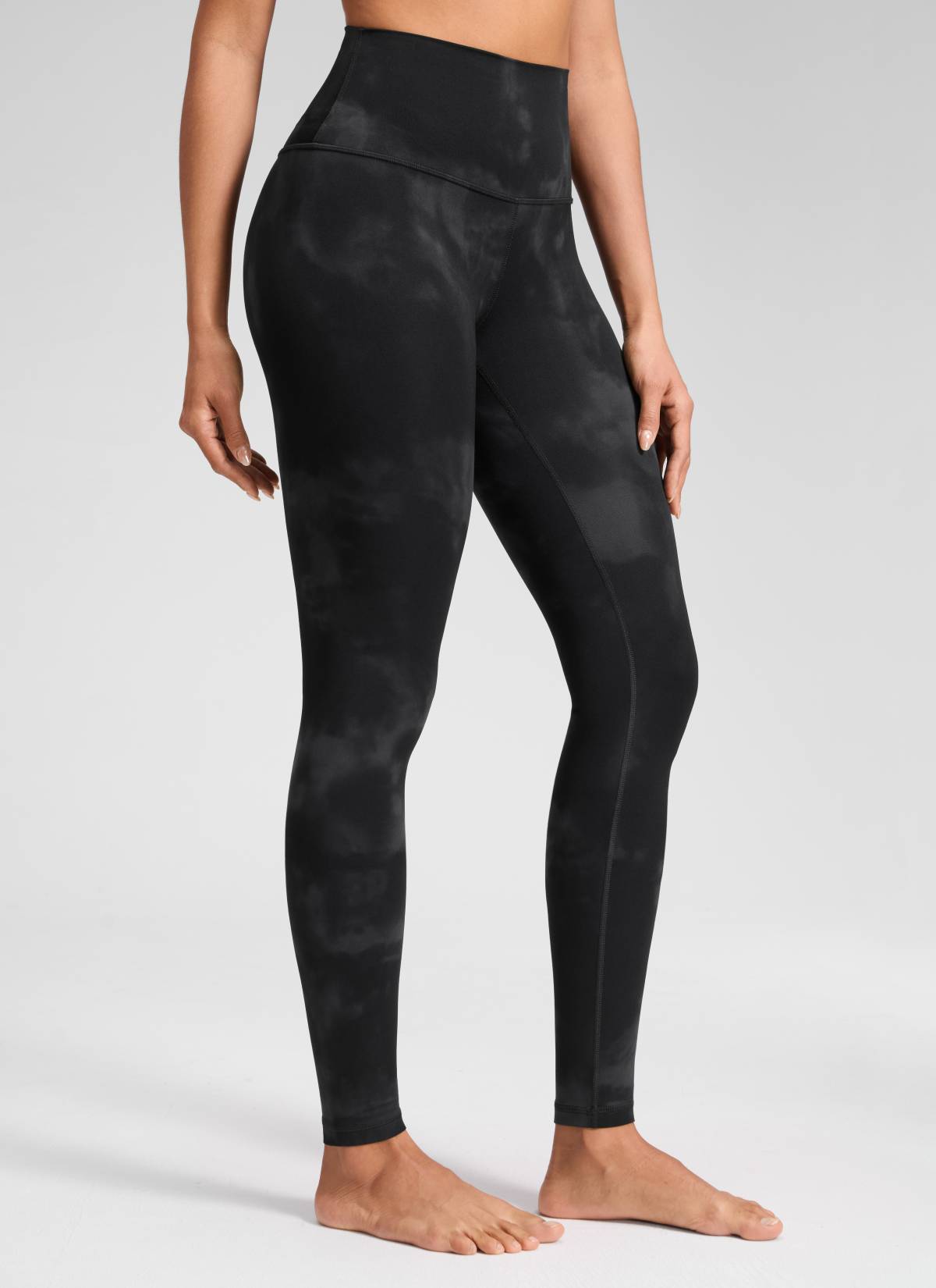 CRZ YOGA - بنطال يوغا نسائي فضفاض بخصر مرتفع Butterluxe بطول 30 بوصة، أسود بنقشة أزهار «Tie Dye»