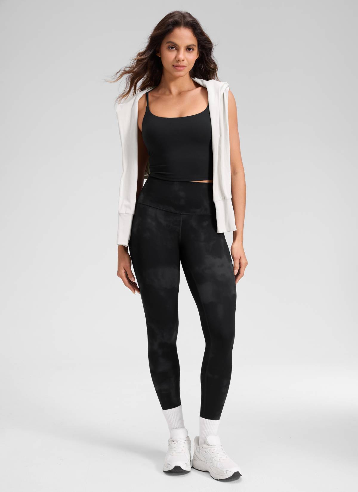 CRZ YOGA - بنطال يوغا نسائي فضفاض بخصر مرتفع Butterluxe بطول 30 بوصة، أسود بنقشة أزهار «Tie Dye»