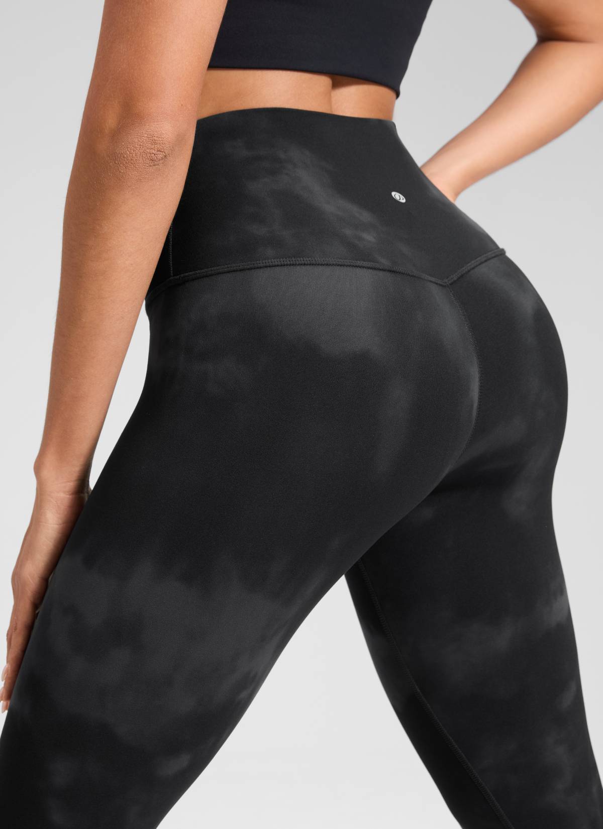 CRZ YOGA - بنطال يوغا نسائي فضفاض بخصر مرتفع Butterluxe بطول 30 بوصة، أسود بنقشة أزهار «Tie Dye»