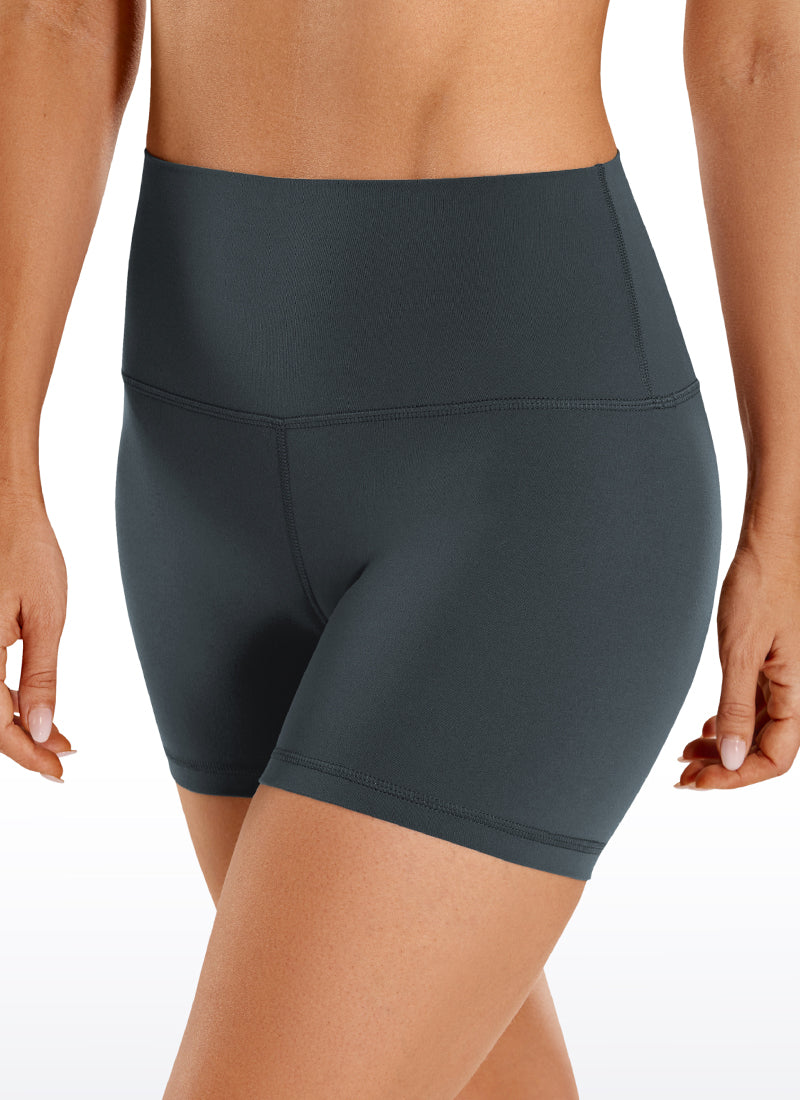 CRZ YOGA Women's Yoga High Rise Biker Shorts Butterluxe Shorts 4'' Dark Green @model_info:NEW3