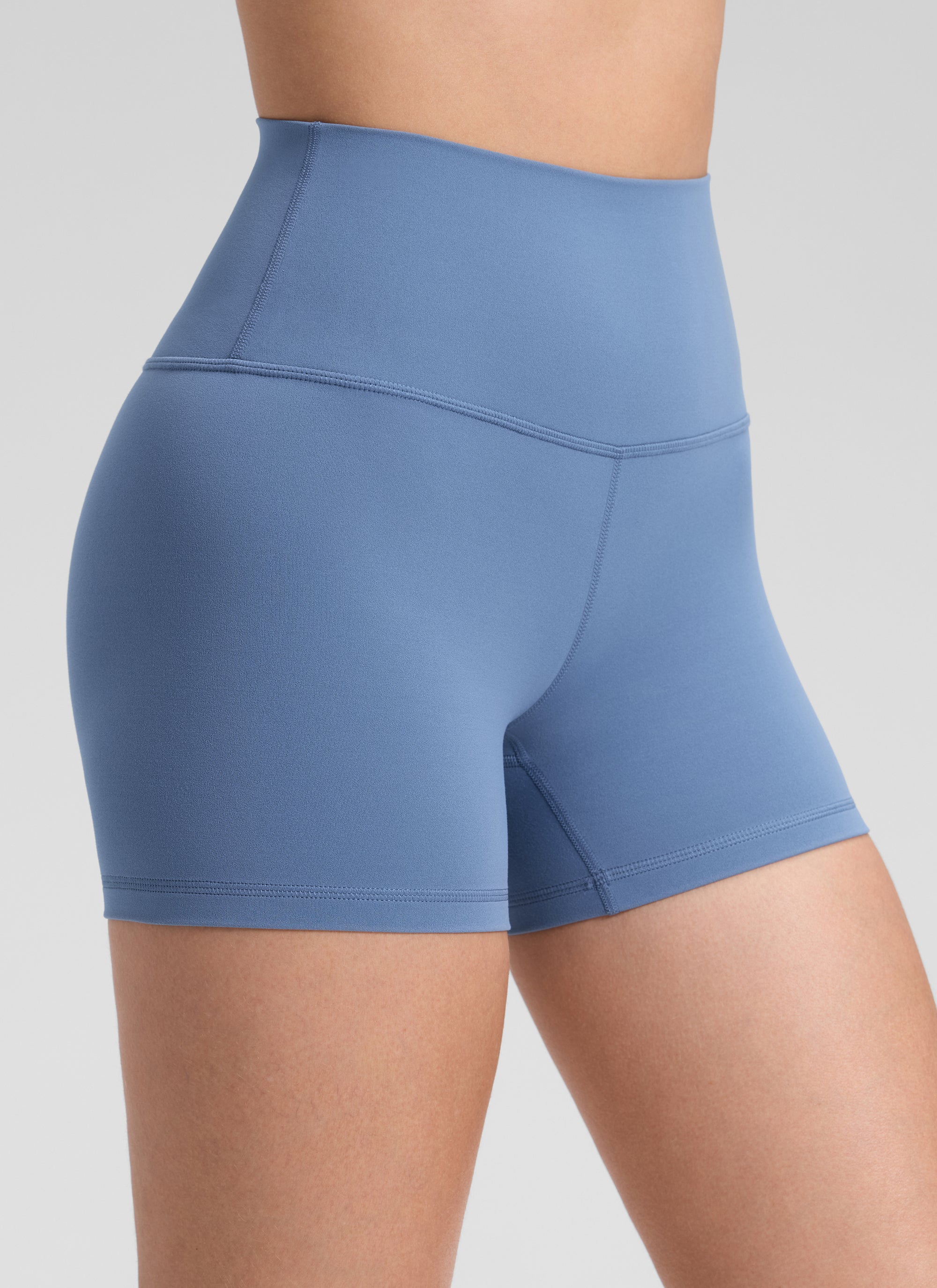 CRZ YOGA Women's Yoga High Rise Biker Shorts Butterluxe Shorts 4'' Oasis Blue