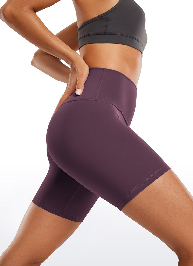 CRZ YOGA Women's Yoga High Rise Biker Shorts Butterluxe Shorts 6'' Grape Thistle Purple