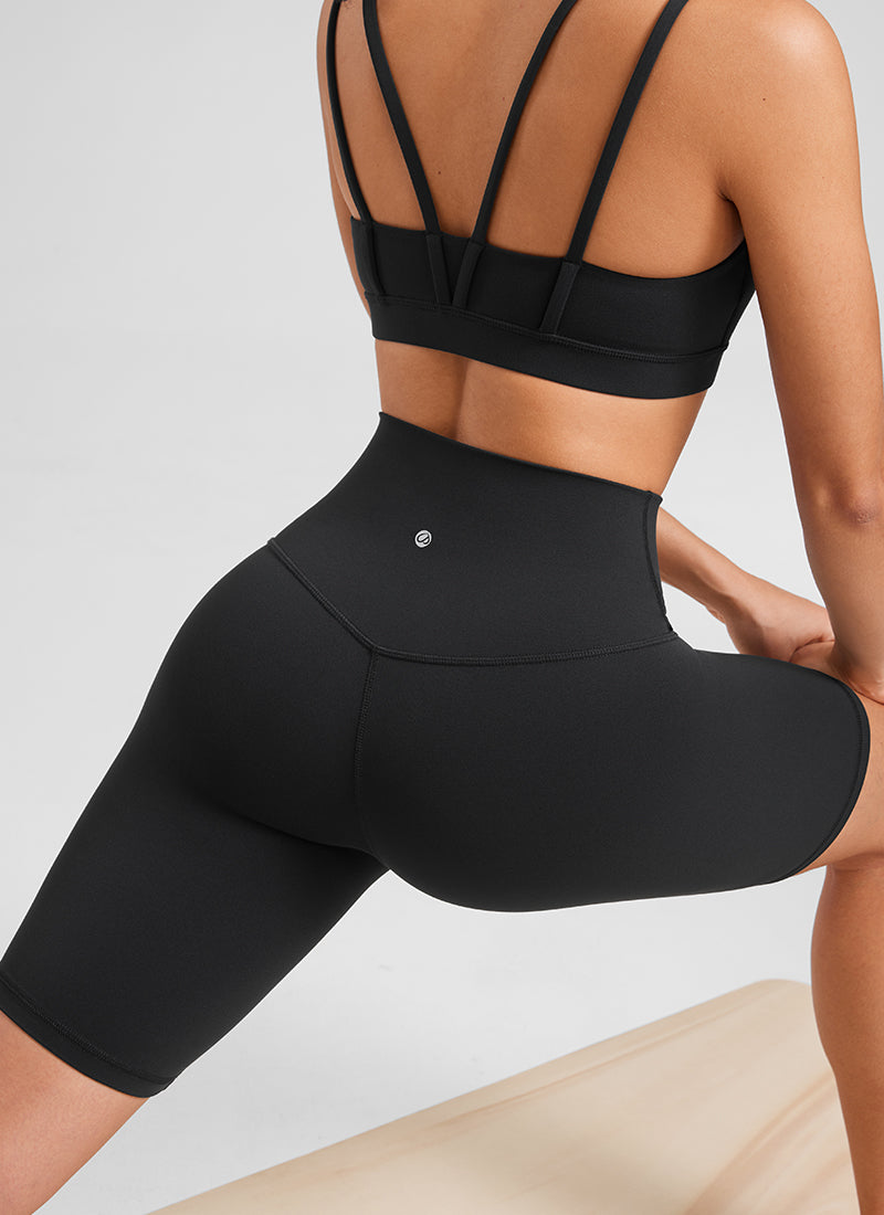 شورتات «CRZ YOGA» النسائية لليوغا، ذات الخصر المرتفع، من قماش Butterluxe بنمط راكبي الدراجات، 8 بوصات، أسود
