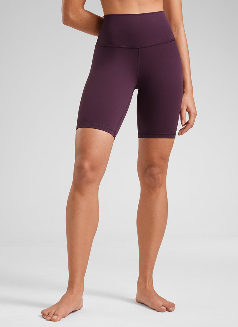 شورتات «CRZ YOGA» النسائية لليوغا، ذات الخصر المرتفع، من قماش Butterluxe بنمط راكبي الدراجات، بطول 8 بوصات، لون أرجواني غامق