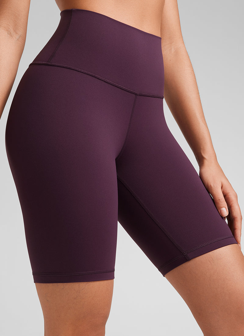 شورتات «CRZ YOGA» النسائية لليوغا، ذات الخصر المرتفع، من قماش Butterluxe بنمط راكبي الدراجات، بطول 8 بوصات، لون أرجواني غامق