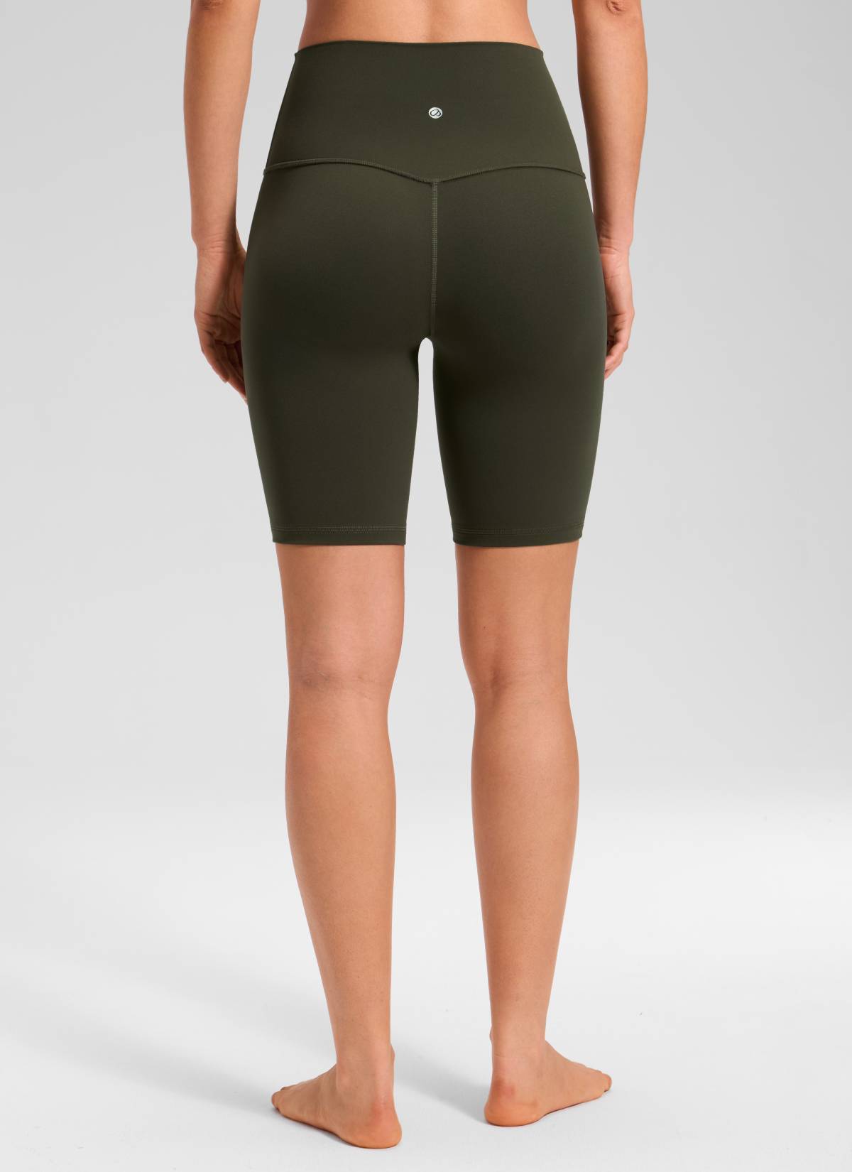 شورتات «CRZ YOGA» النسائية لليوغا، ذات الخصر العالي، من قماش Butterluxe بنمط راكبي الدراجات، 8 بوصات، أخضر زيتوني