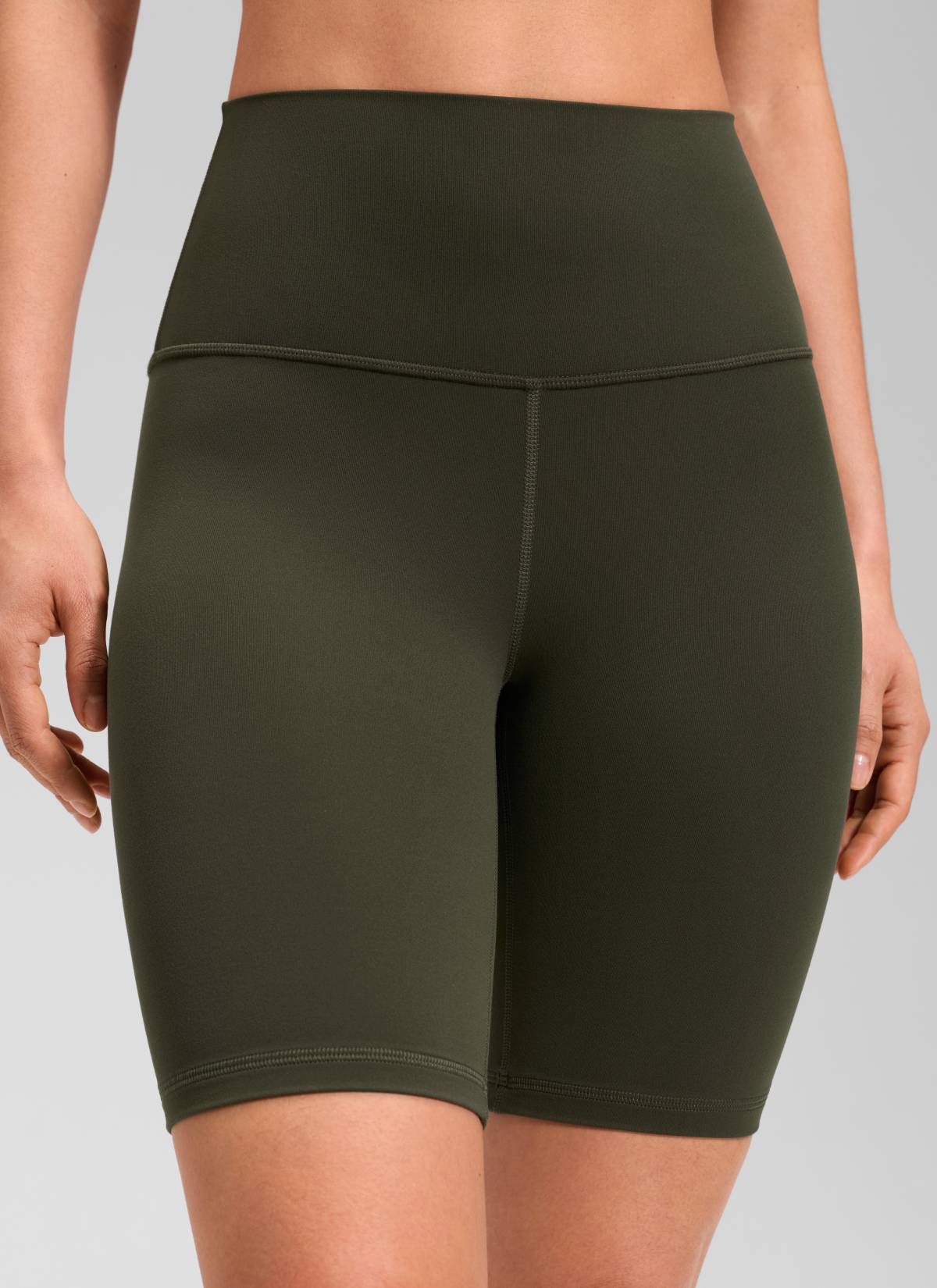 شورتات «CRZ YOGA» النسائية لليوغا، ذات الخصر العالي، من قماش Butterluxe بنمط راكبي الدراجات، 8 بوصات، أخضر زيتوني