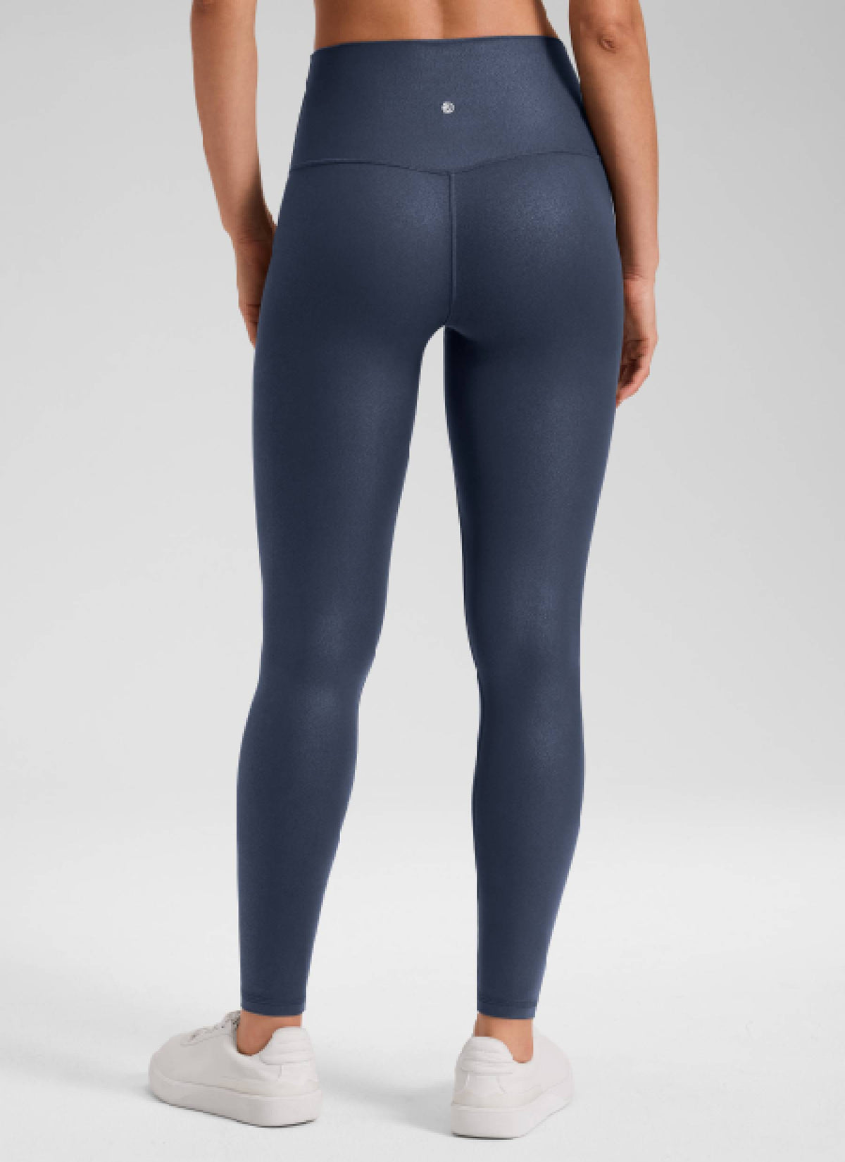 CRZ YOGA Women Butterluxe Matte Faux Leather Leggings 28' Real Navy Foil Pattern @model_info:Larissa