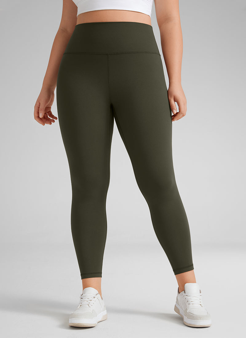 بنطلون ضيق Butterluxe مقاس كبير بخصر مرتفع لليوغا للنساء من CRZ YOGA، بطول 64 سم، أخضر زيتوني