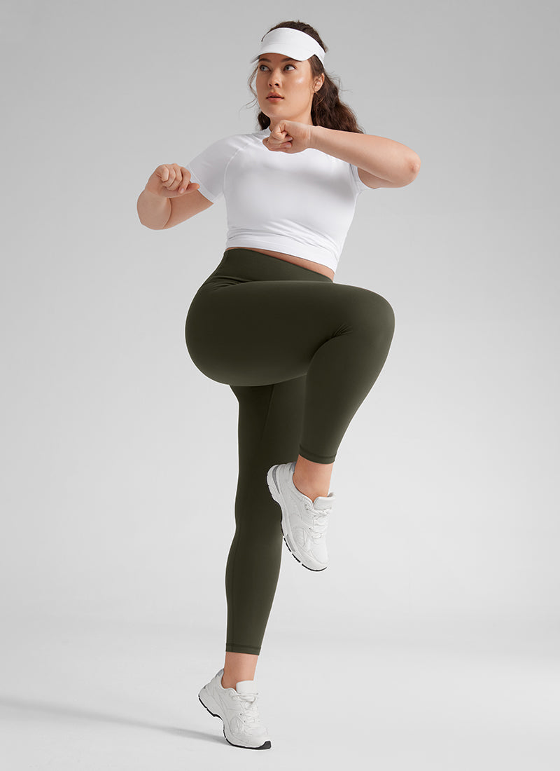 بنطلون ضيق Butterluxe مقاس كبير بخصر مرتفع لليوغا للنساء من CRZ YOGA، بطول 64 سم، أخضر زيتوني