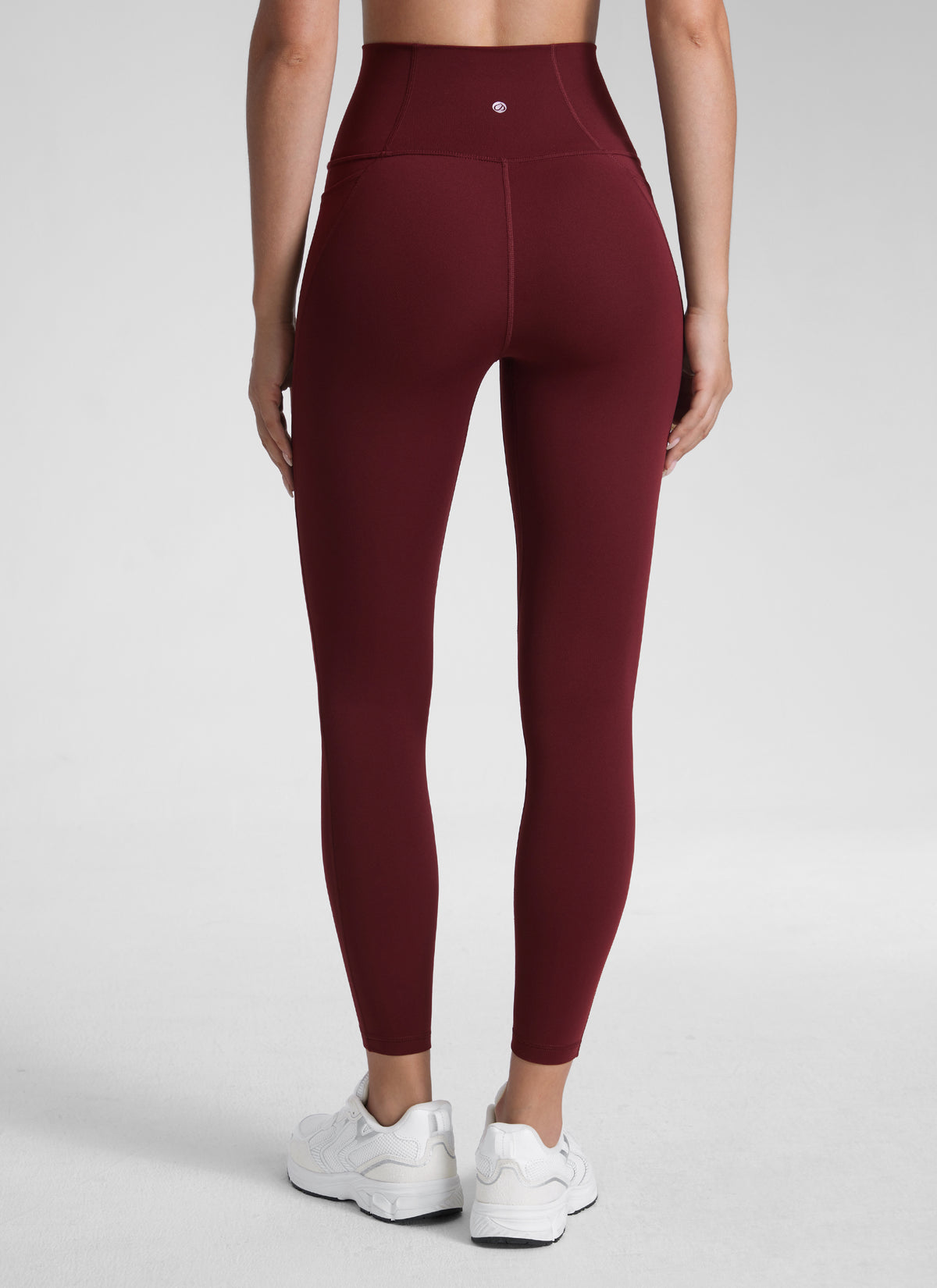 CRZ YOGA Women's Yoga Lounge High Rise Butterluxe Pocket Leggings 25'' Red Merlot @model_info:Malisa