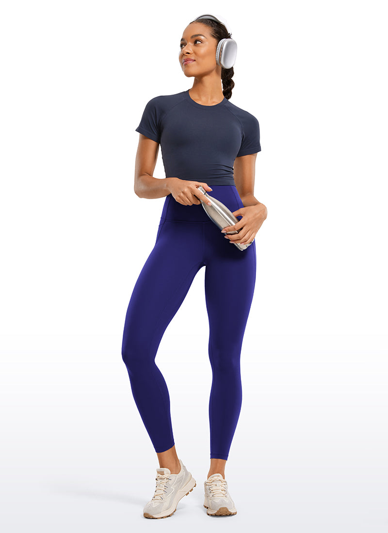 CRZ YOGA Women's Yoga Lounge High Rise Butterluxe Pocket Leggings 25'' Larkspur Blue