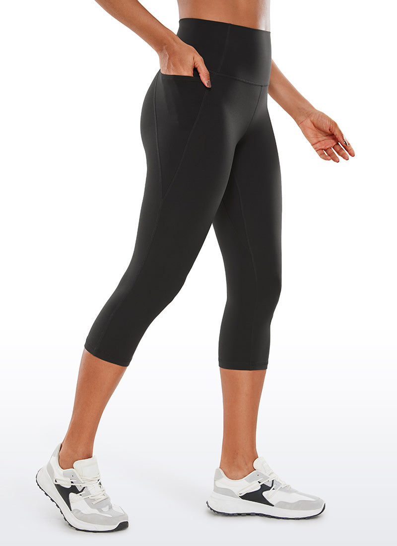 CRZ YOGA - ليغينغز نسائي بخصر Butterluxe وجيوب من طراز Butterluxe بطول كابري 19 بوصة، أسود