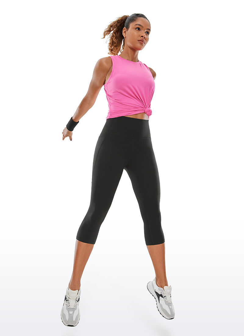 CRZ YOGA - ليغينغز نسائي بخصر Butterluxe وجيوب من طراز Butterluxe بطول كابري 19 بوصة، أسود