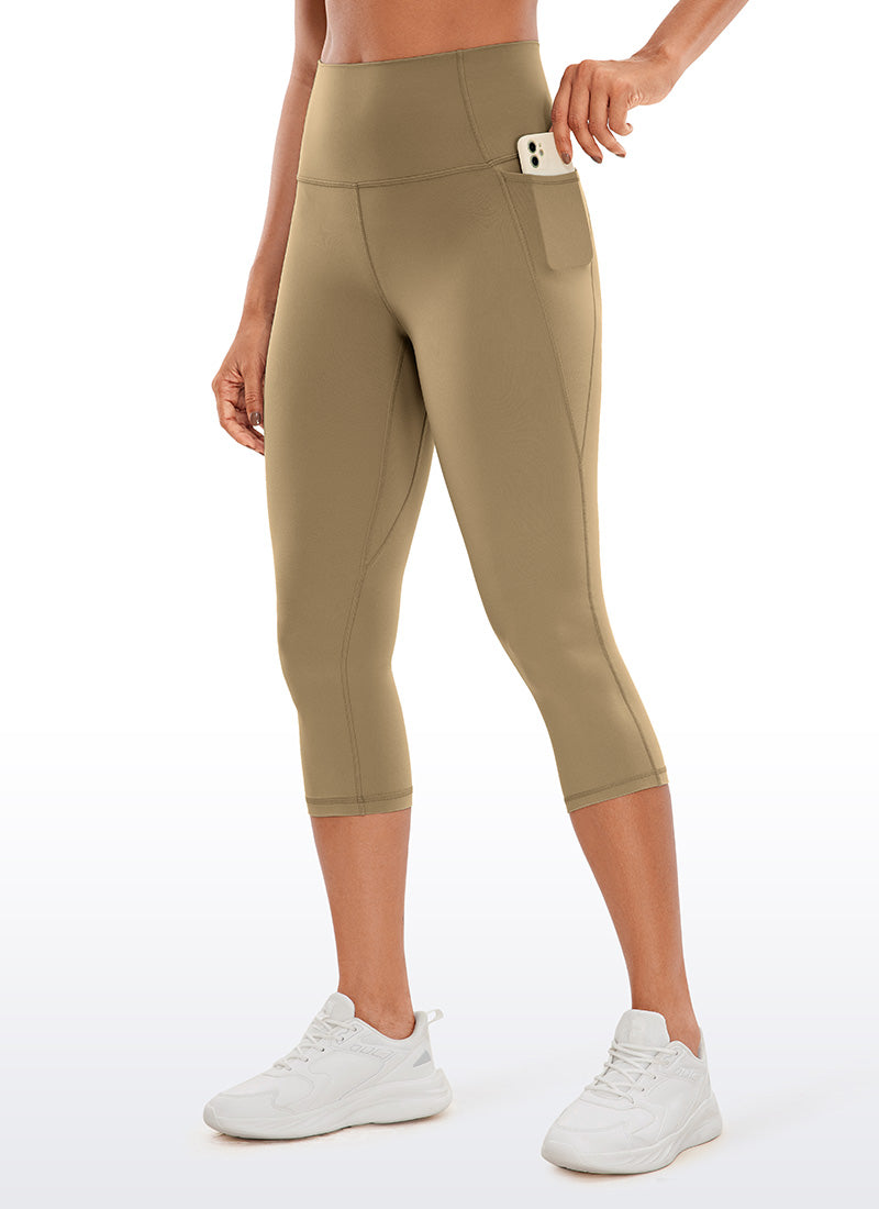 CRZ YOGA - ليغينغز نسائي بخصر Butterluxe وجيوب Butterluxe بطول كابري 19 بوصة، لون «Soul Brown»