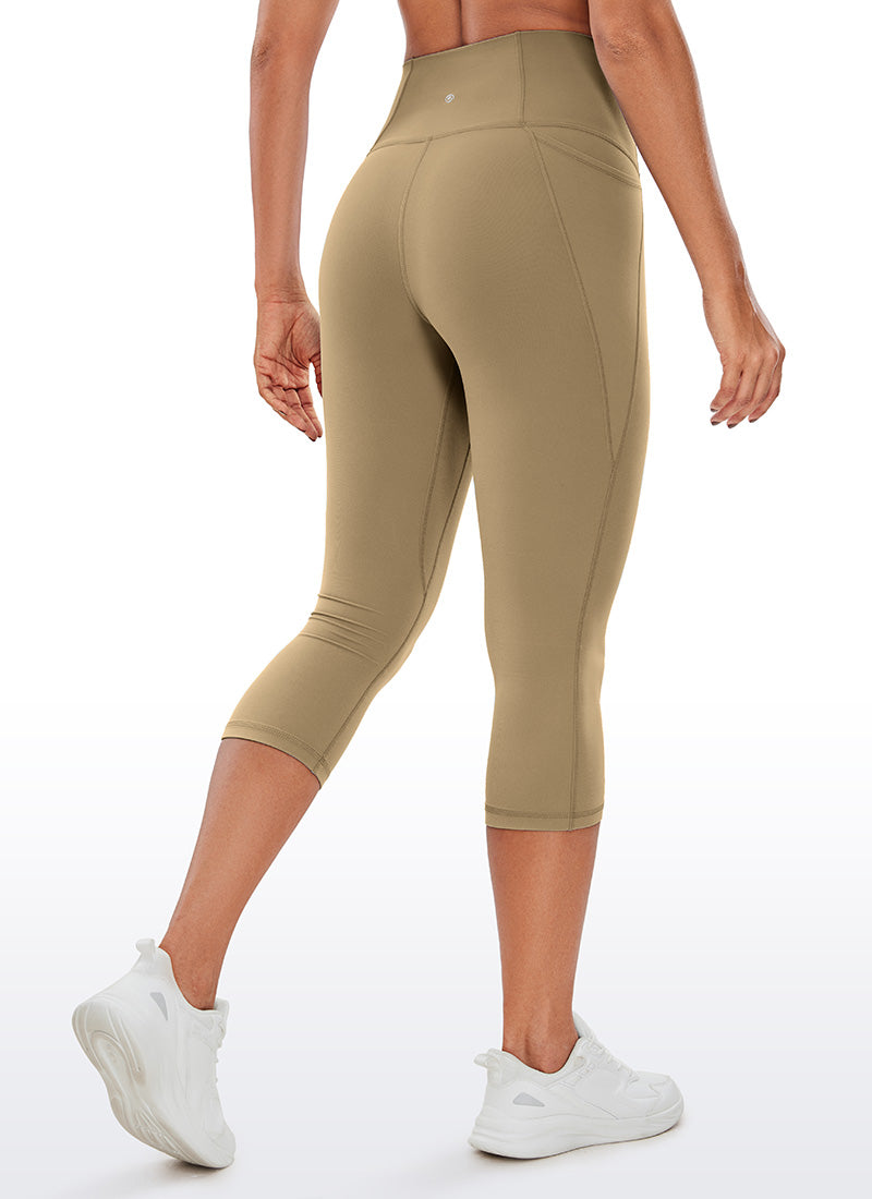 CRZ YOGA - ليغينغز نسائي بخصر Butterluxe وجيوب Butterluxe بطول كابري 19 بوصة، لون «Soul Brown»