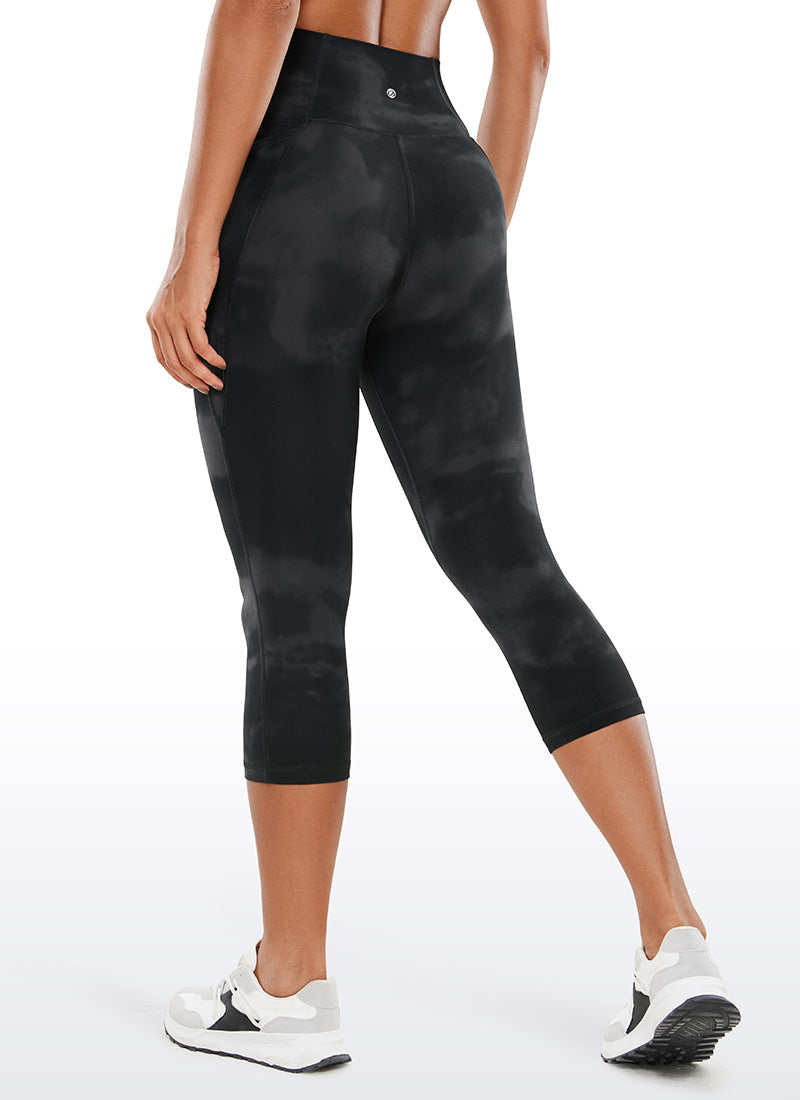 CRZ YOGA - ليغينغز نسائي بخصر Butterluxe وجيوب من طراز Butterluxe بطول كابري 19 بوصة، أسود، بنقشة أزهار «Tie Dye»