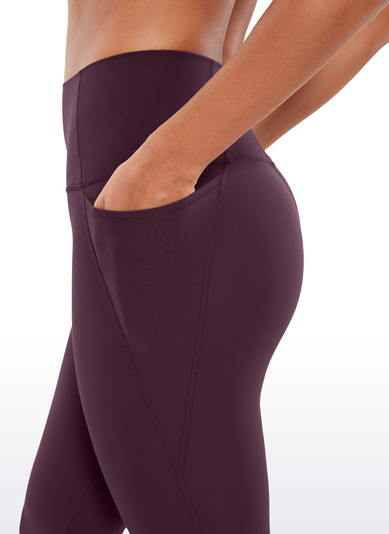 CRZ YOGA - ليغينغز نسائي بخصر Butterluxe وجيوب Butterluxe بطول كابري 19 بوصة، لون أرجواني غامق