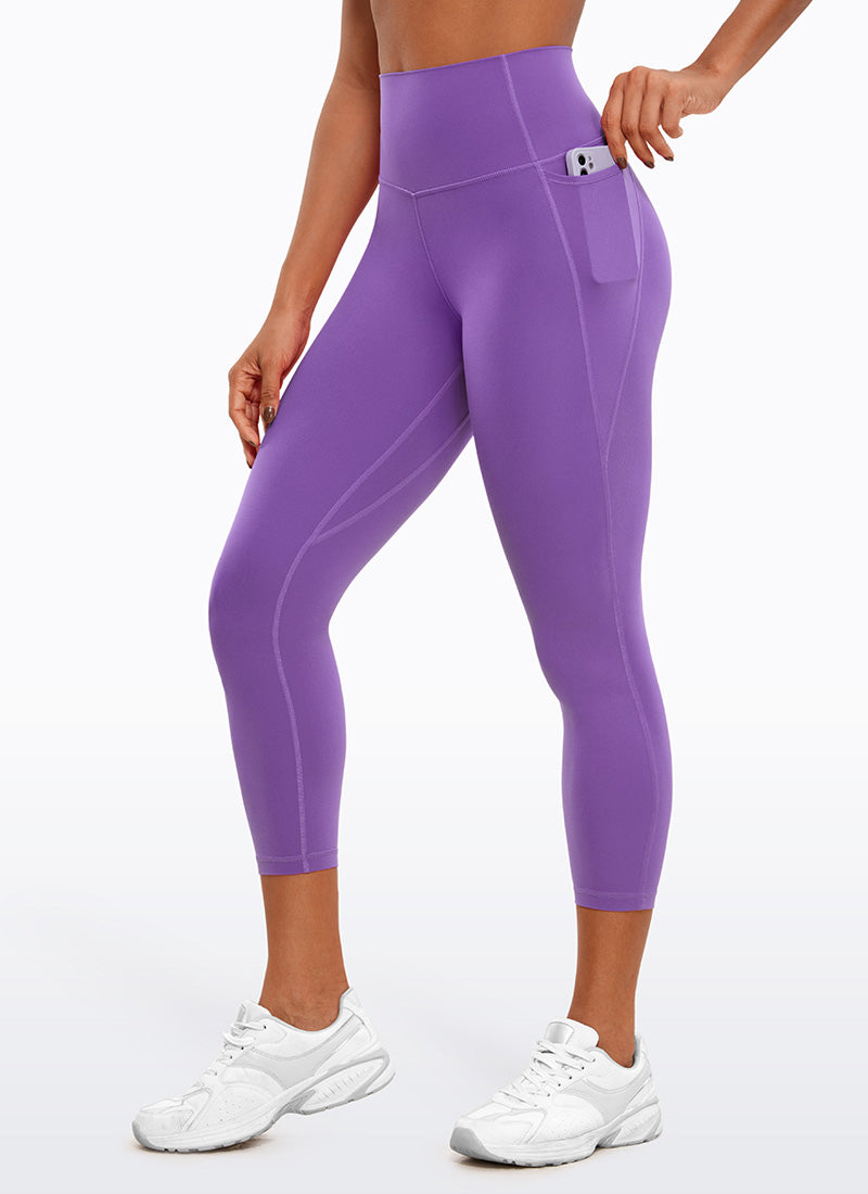 CRZ YOGA Womens Butterluxe High Waist Pockets Capri Leggings 23'' Royal Lilac @model_info:Gigi