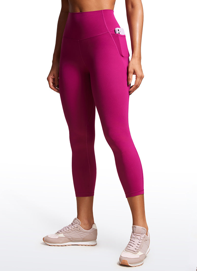 CRZ YOGA Womens Butterluxe High Waist Pockets Capri Leggings 23'' Magenta Purple @model_info:Gigi