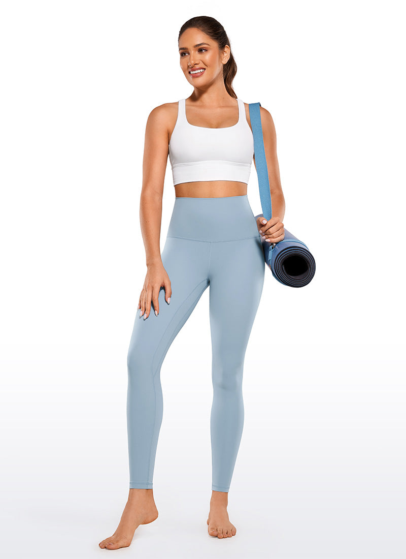 CRZ YOGA Women's Yoga Super High Waist Butterluxe Yoga Leggings 28'' Cambric Blue @model_info:Cesilia