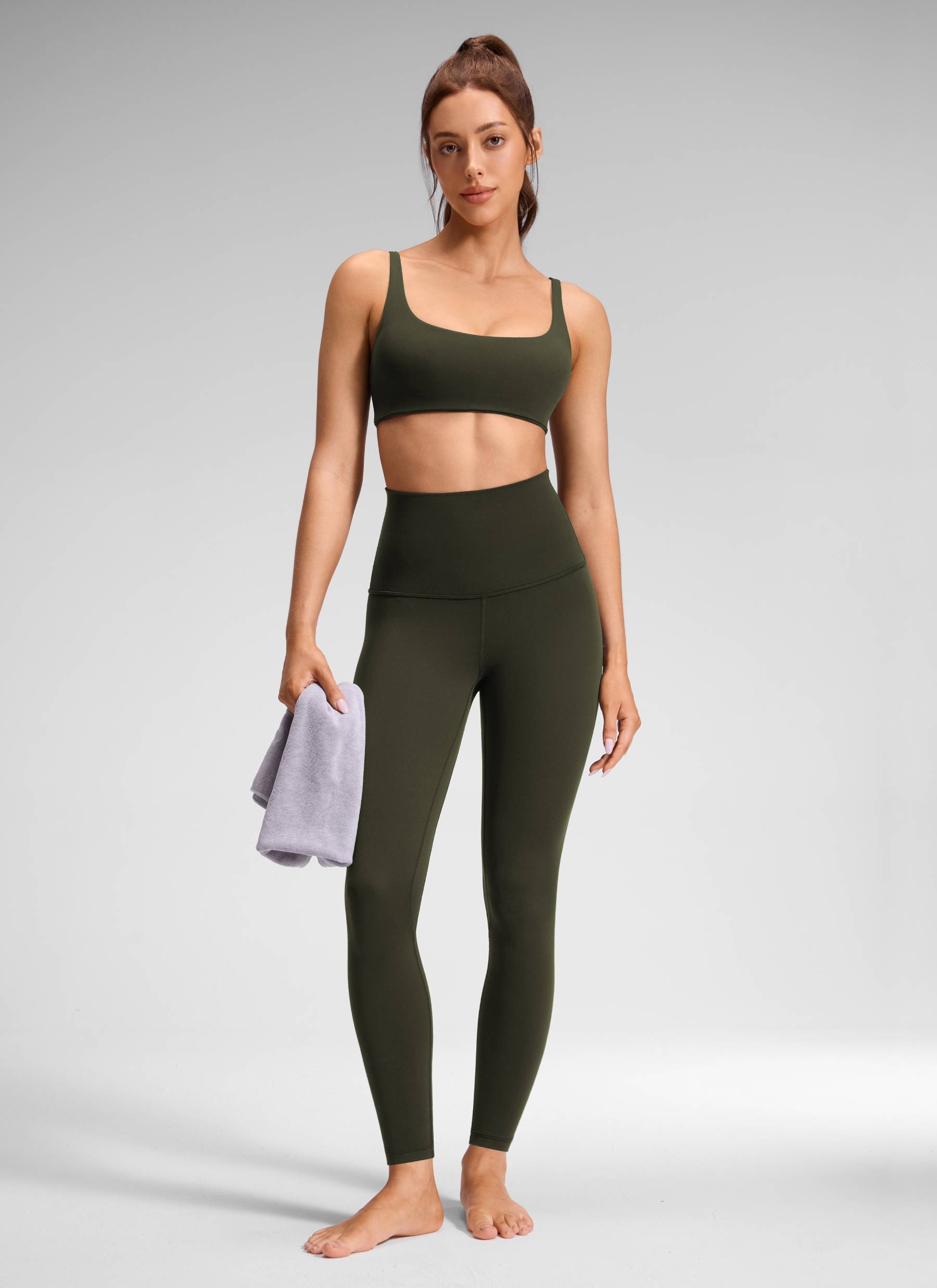CRZ YOGA - بنطال يوغا نسائي بخصر عالٍ جدًّا من طراز « Butterluxe » مقاس 28 بوصة، لون أخضر زيتوني