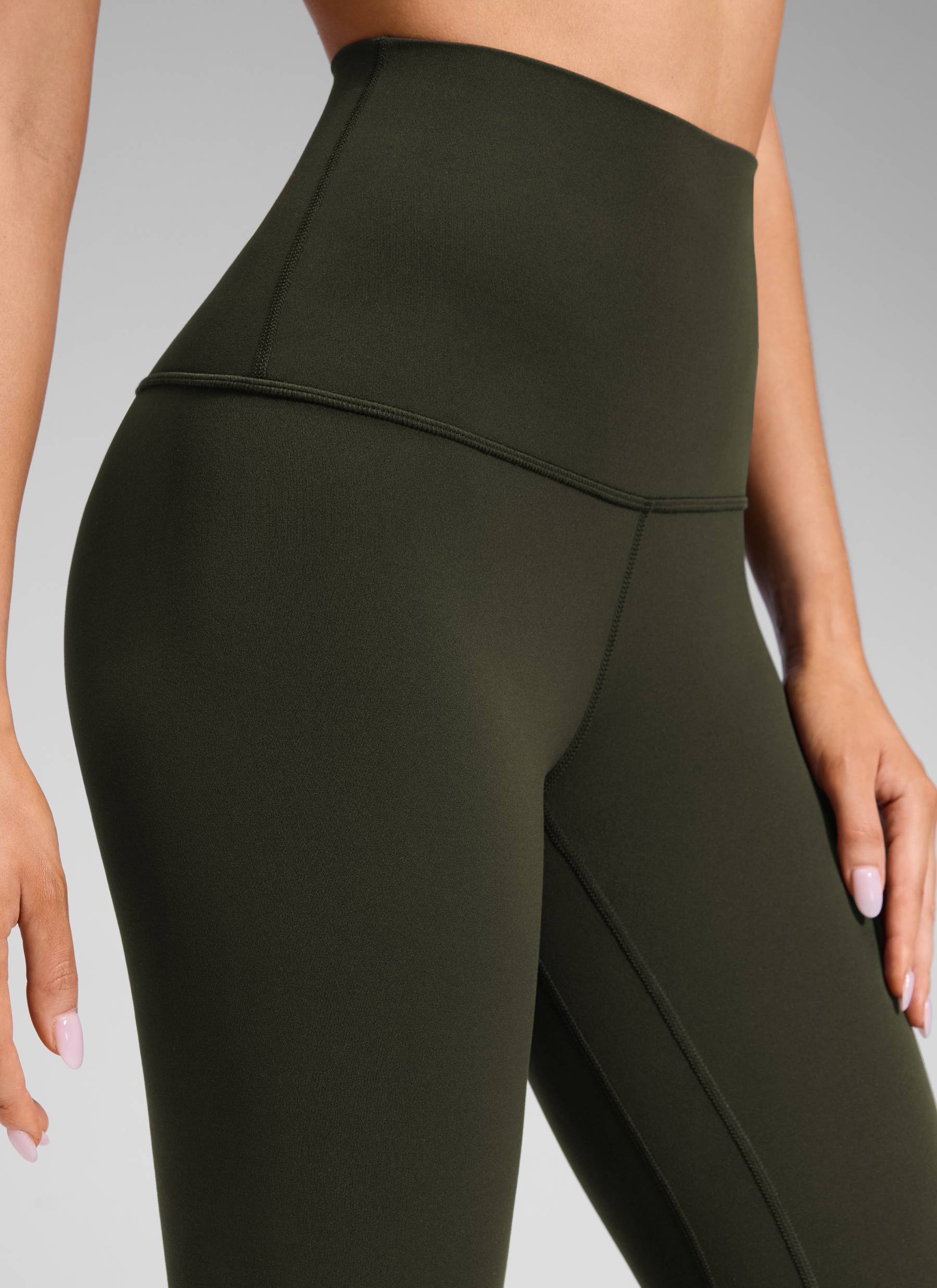CRZ YOGA - بنطال يوغا نسائي بخصر عالٍ جدًّا من طراز « Butterluxe » مقاس 28 بوصة، لون أخضر زيتوني