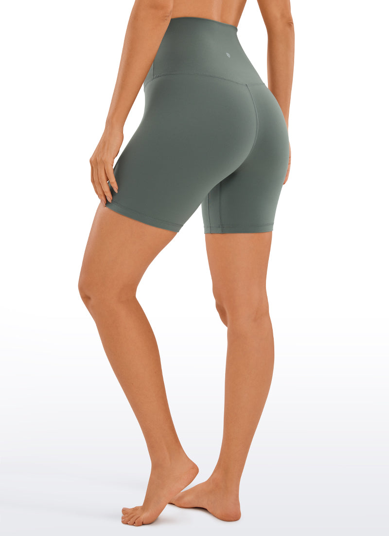 CRZ YOGA Women's Yoga Super High Waist Butterluxe Shorts 6'' Grey Sage @model_info:D