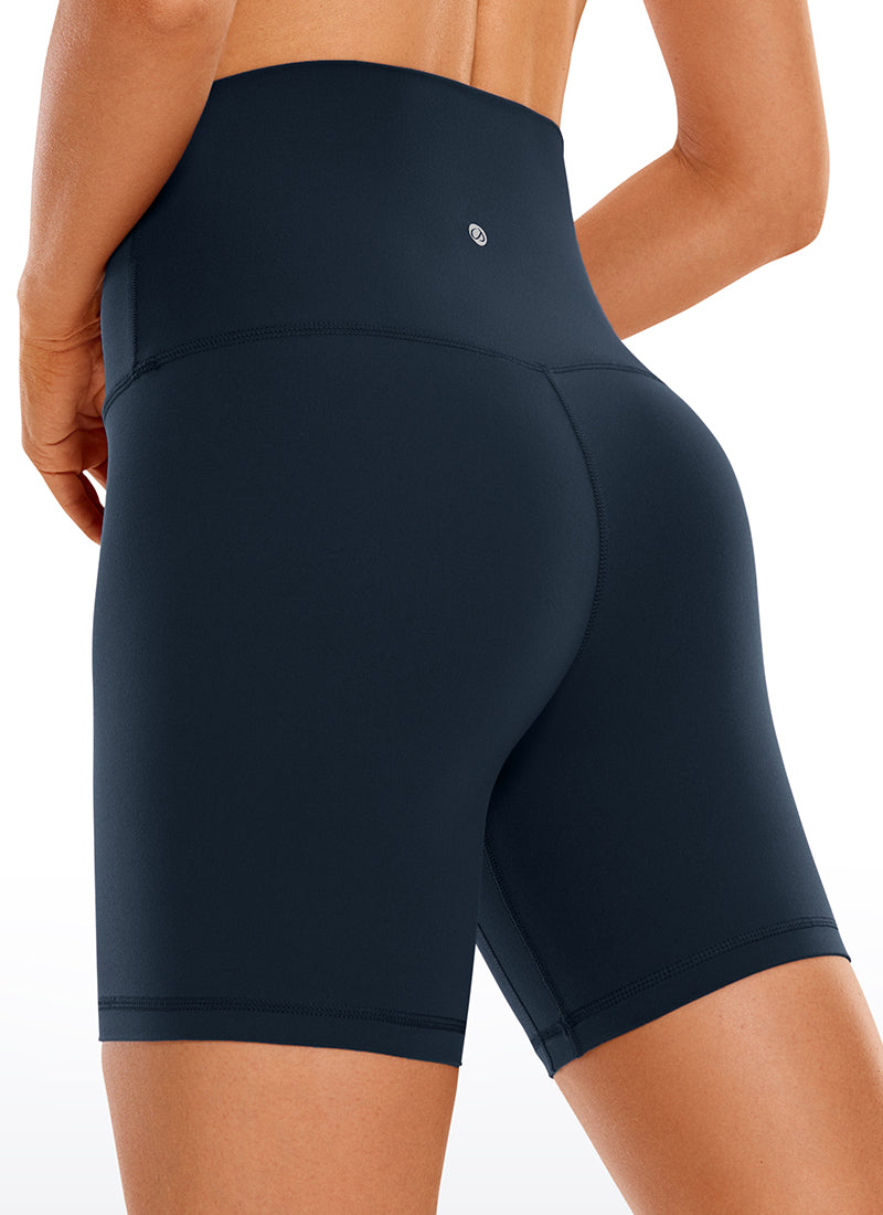 CRZ YOGA Women's Yoga Super High Waist Butterluxe Shorts 6'' Twilight Blue @model_info:N
